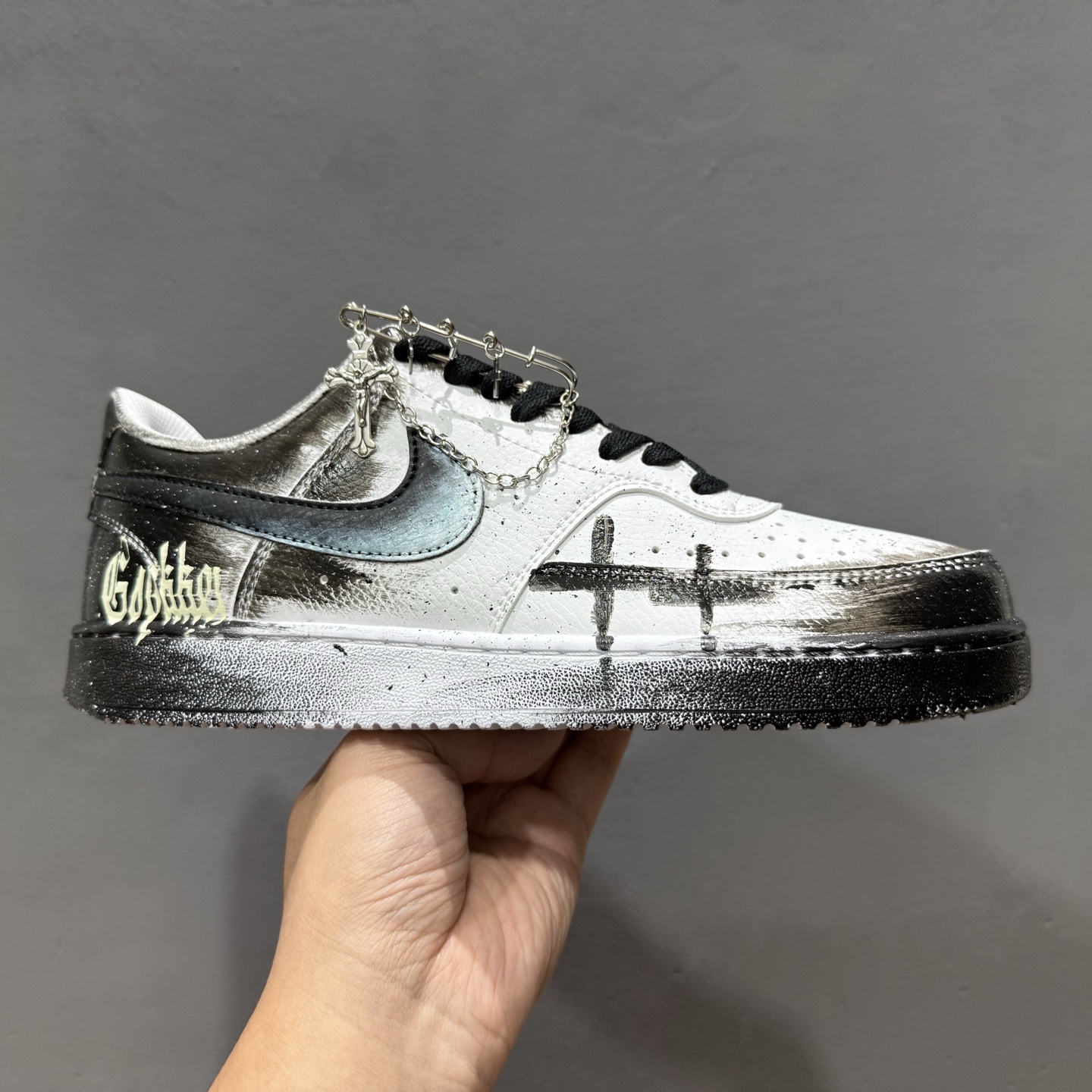[定制球鞋]Nike Court Vision 1 Low“病变制造” 手绘涂鸦定制板鞋 DH2987-099
