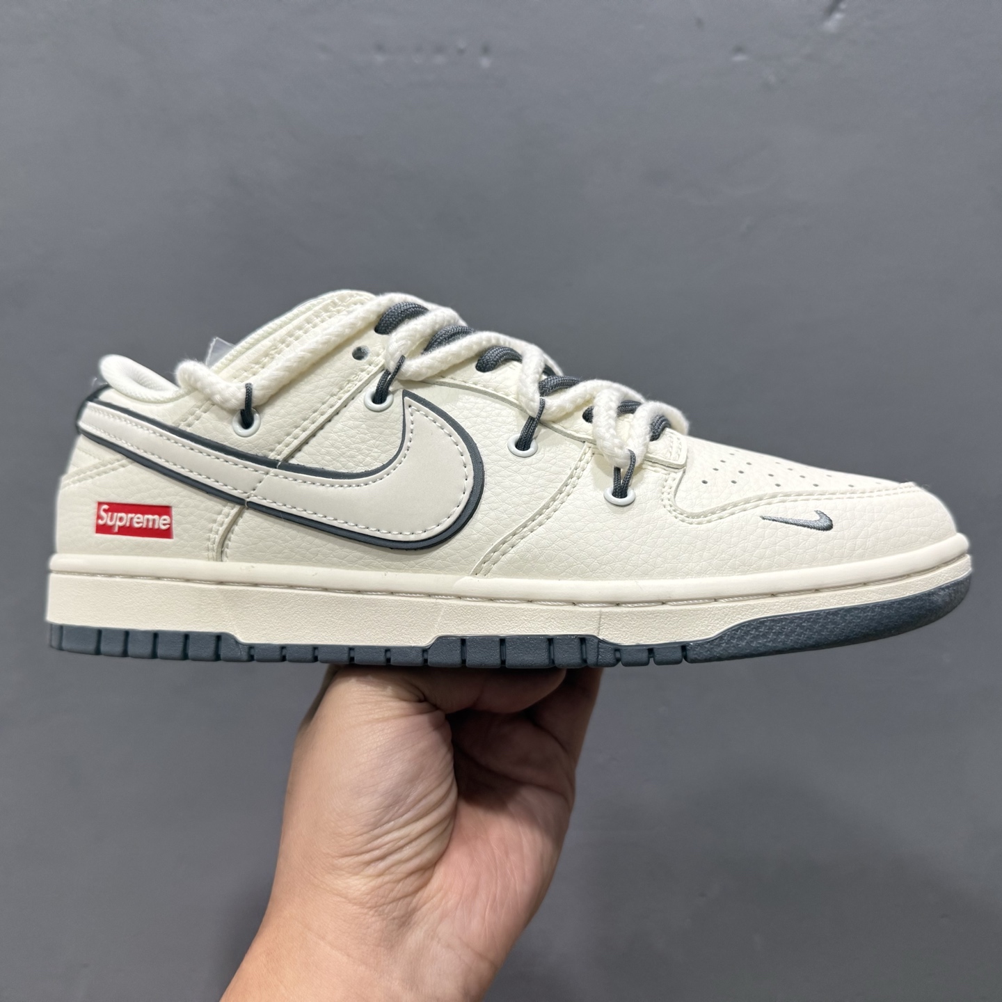 Nike SB Dunk Low Sup系列 绑带米白白勾 周年高端定制 低帮休闲板鞋 YX5066-258
