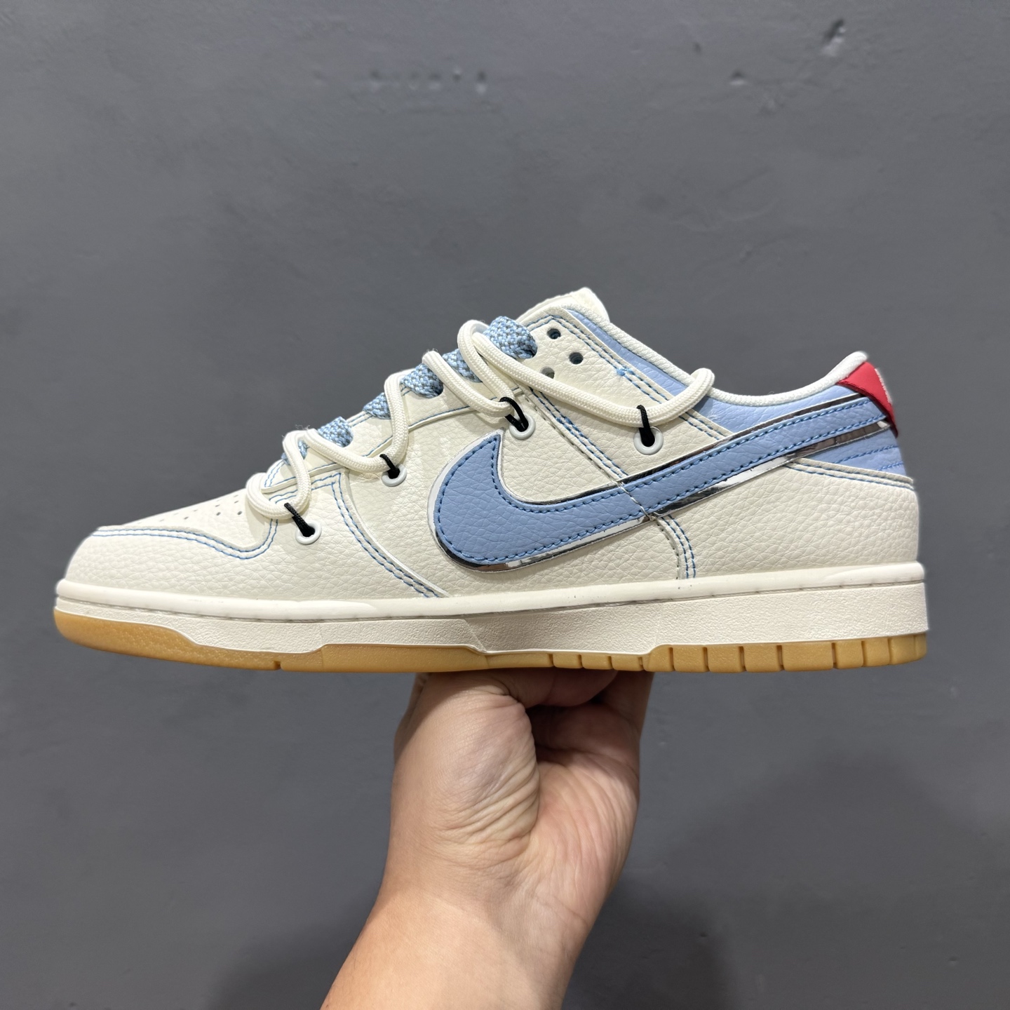 Nike SB Dunk Low Sup系列 绑带米白蓝勾 周年高端定制 低帮休闲板鞋 FC1688-216