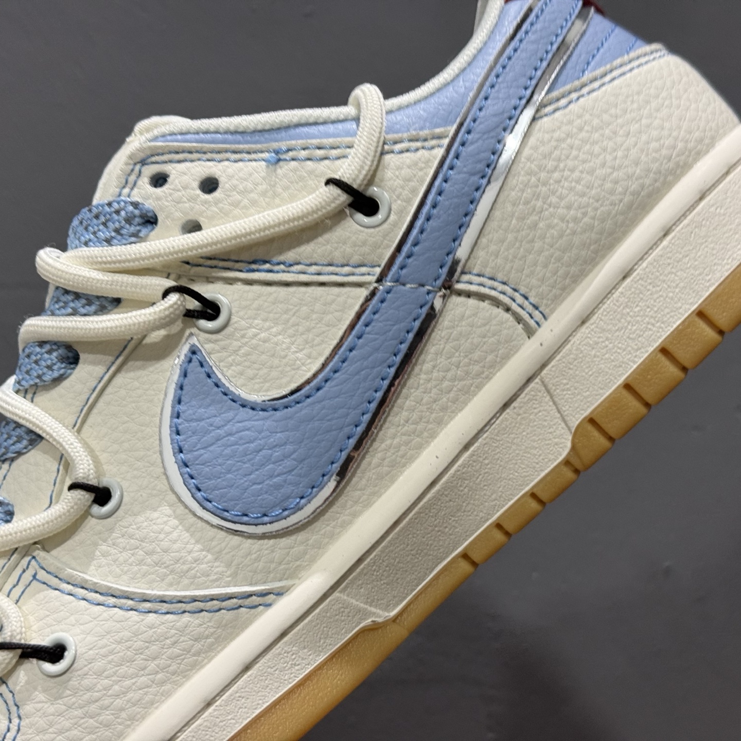 Nike SB Dunk Low Sup系列 绑带米白蓝勾 周年高端定制 低帮休闲板鞋 FC1688-216
