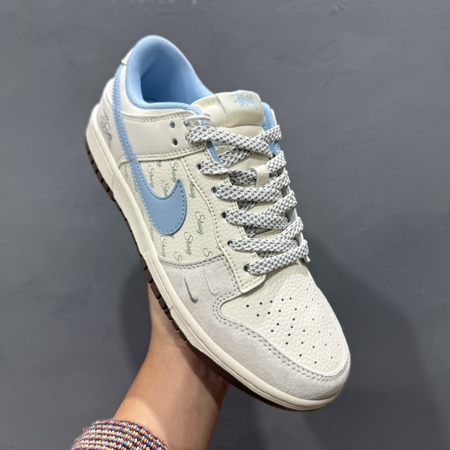 Nike SB Dunk Low 斯图西联名 水蓝勾 周年高端定制 低帮休闲板鞋 ZH2598-248