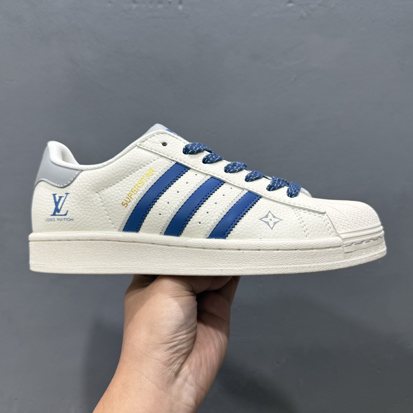 ＃纯原 CLOT x AD Originals Superstar “金标” 贝壳头LV限定 贴合柔软皮料米白蓝金经典配色 SD6806