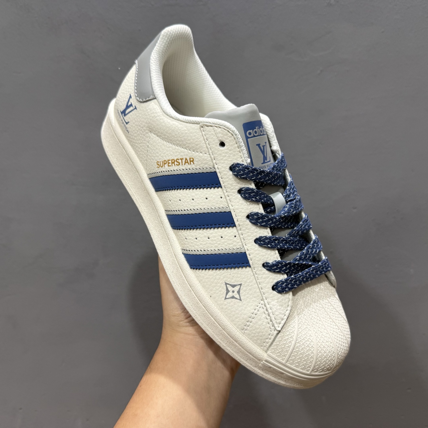 ＃纯原 CLOT x AD Originals Superstar “金标” 贝壳头LV限定 贴合柔软皮料米白蓝金经典配色 SD6806