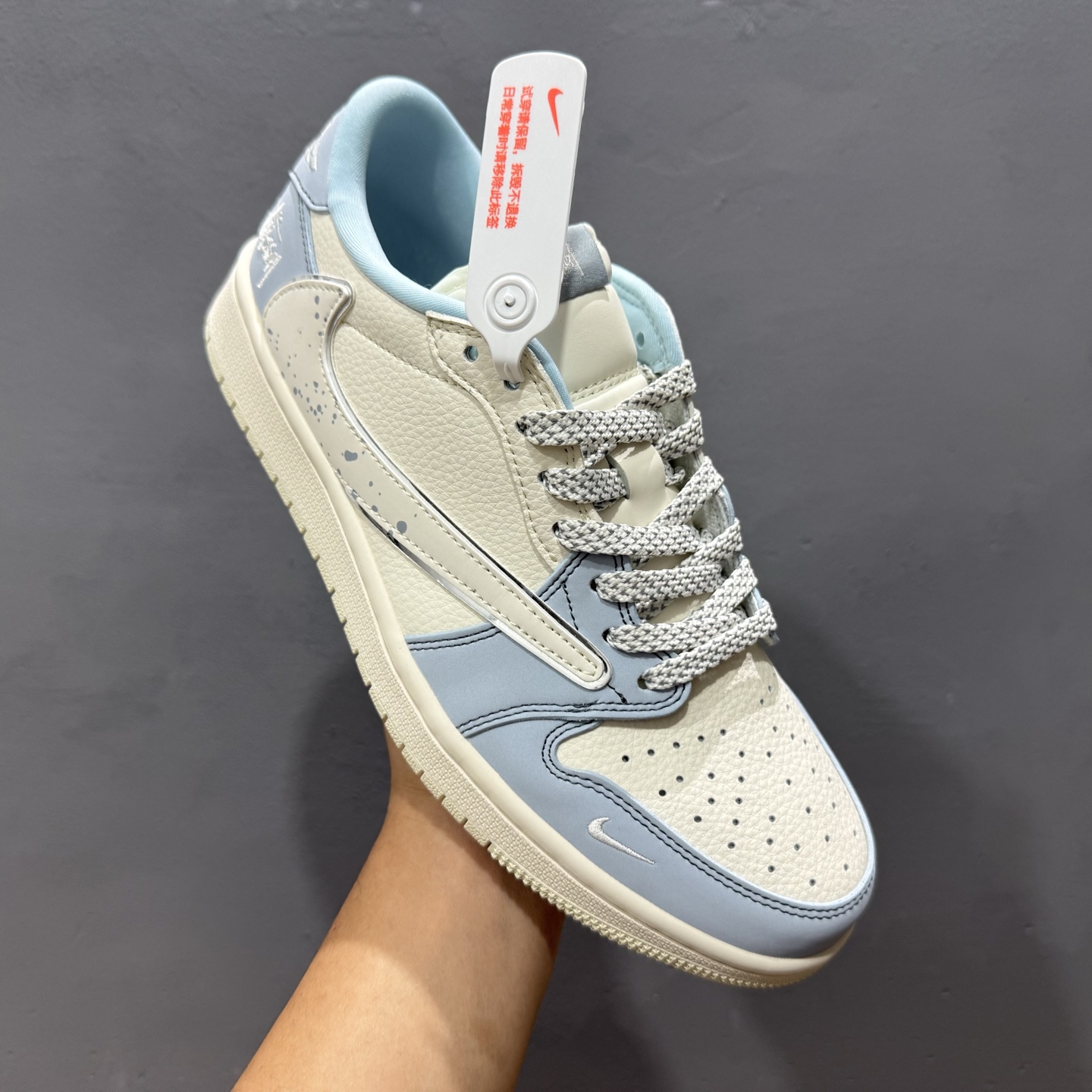 Travis Scott x Fragment Design × Air Jordan 1 Low sP A1 乔1折 倒西联名 浅蔬泼墨 低帮文化休闲板鞋 ZH2598-249