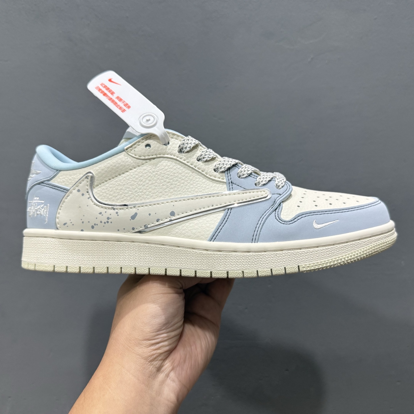 Travis Scott x Fragment Design × Air Jordan 1 Low sP A1 乔1折 倒西联名 浅蔬泼墨 低帮文化休闲板鞋 ZH2598-249