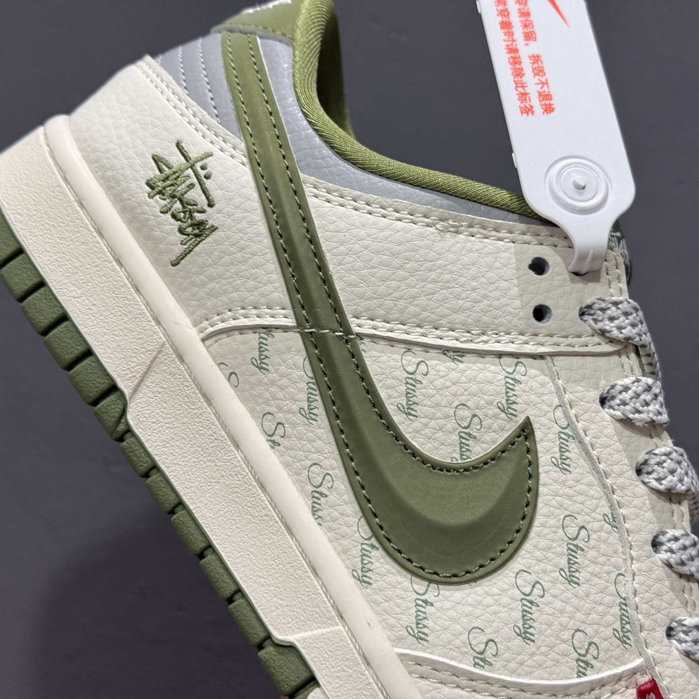 Nike SB Dunk Low 斯图西联名 立体绿勾 周年高端定制 低帮休闲板鞋 XS6089-538