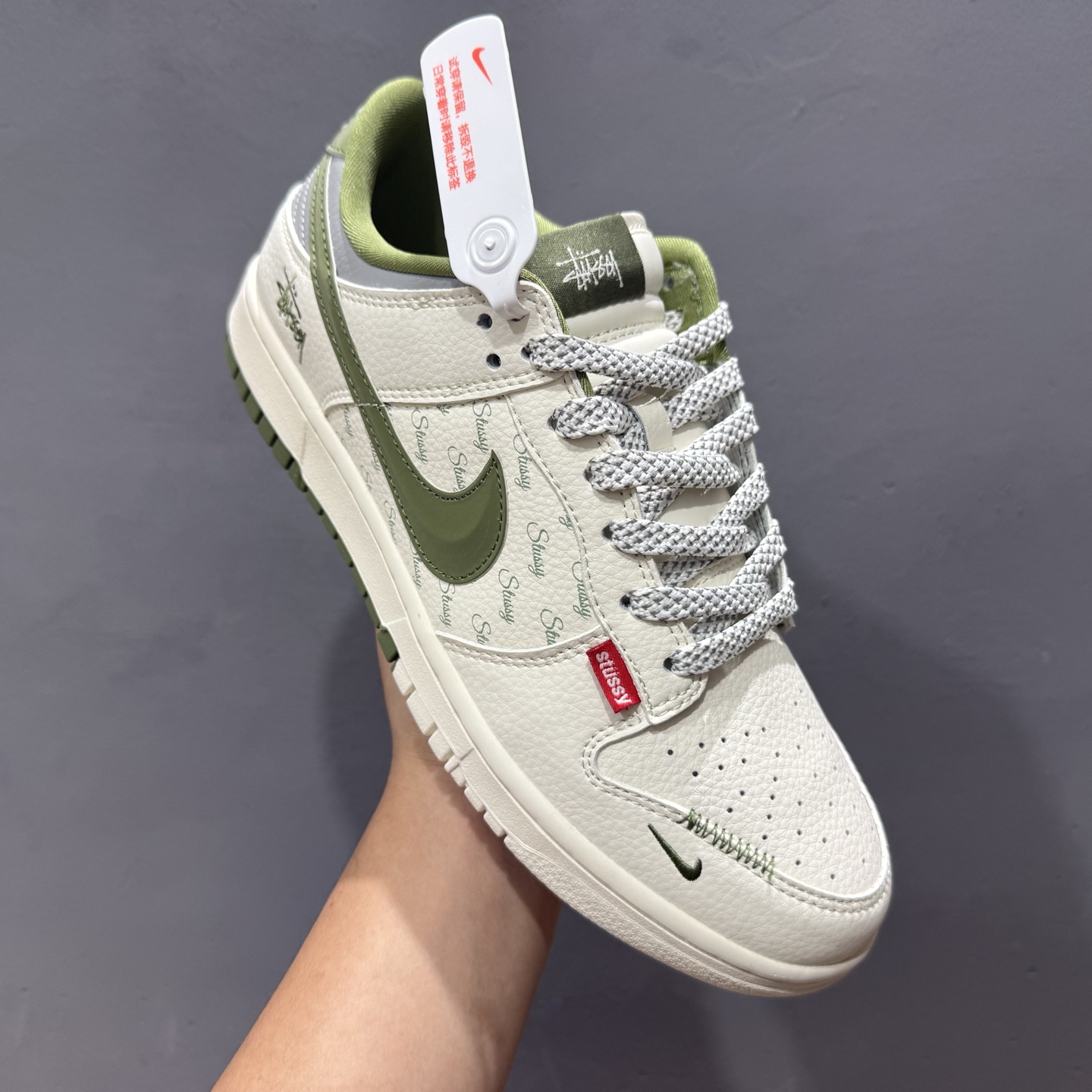 Nike SB Dunk Low 斯图西联名 立体绿勾 周年高端定制 低帮休闲板鞋 XS6089-538