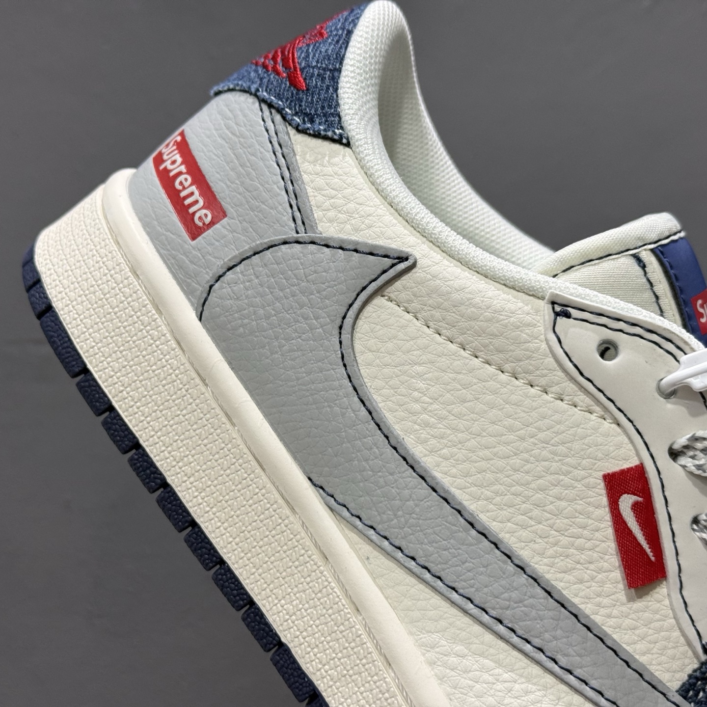 Supreme x Travis Scott x Fragment Design x Air Jordan 1 Low 灰蓝牛仔 JJ2508-565