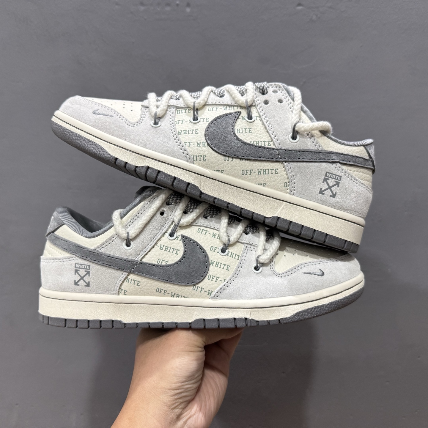 Off-White x Nike Dunk Low 绑带字幕灰勾 YX5066-223