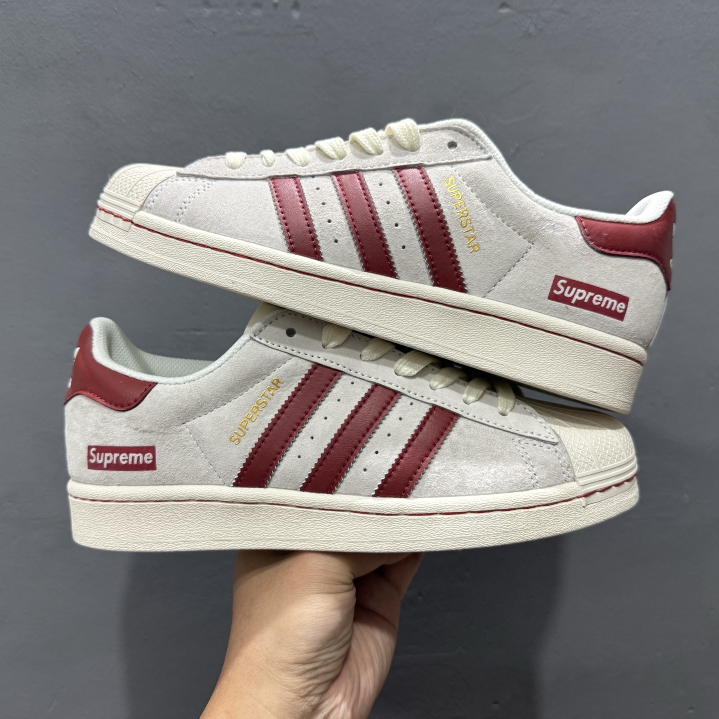＃纯原 CLOT x AD Originals Superstar “金标” #贝壳头古驰联名限定 贴合柔软皮料米白红经典配色 BZ2526