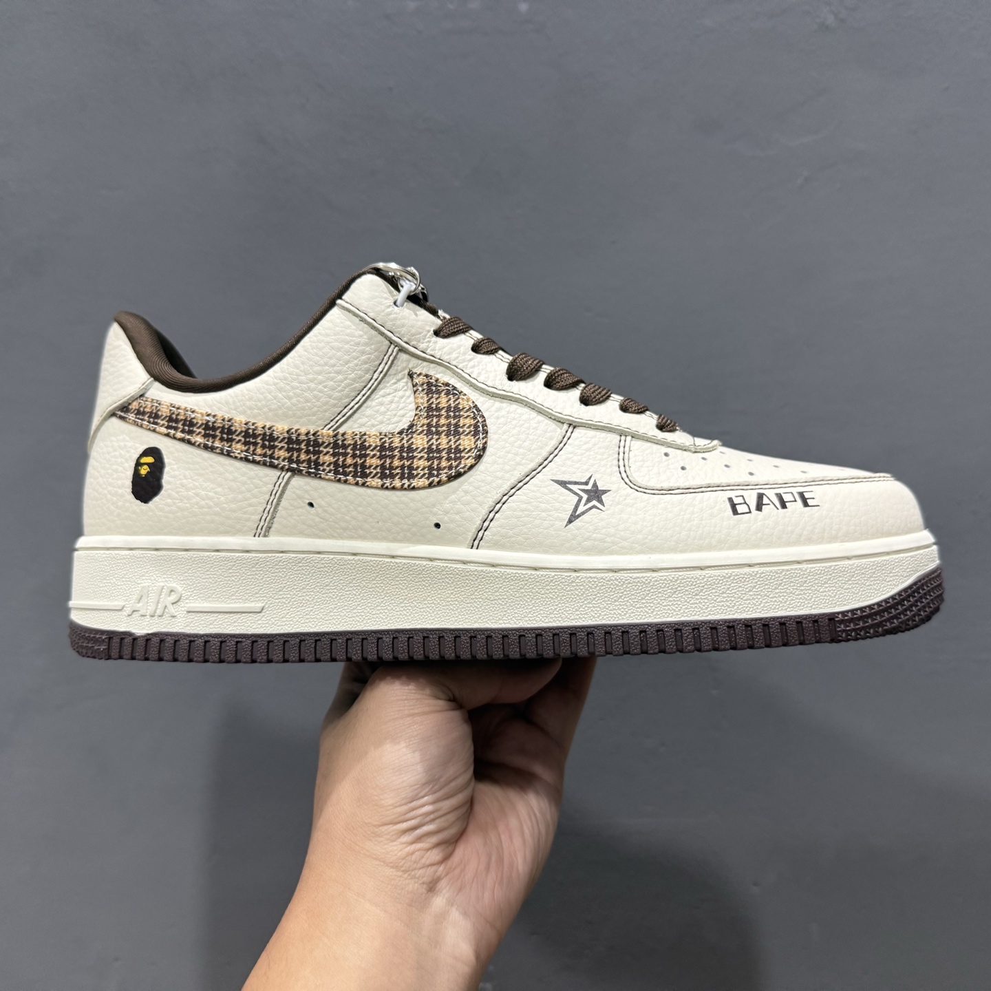 Nike Air Force 1’07 Low Bape联名 米棕花格 空军一号低帮休闲板鞋 DF0188-052