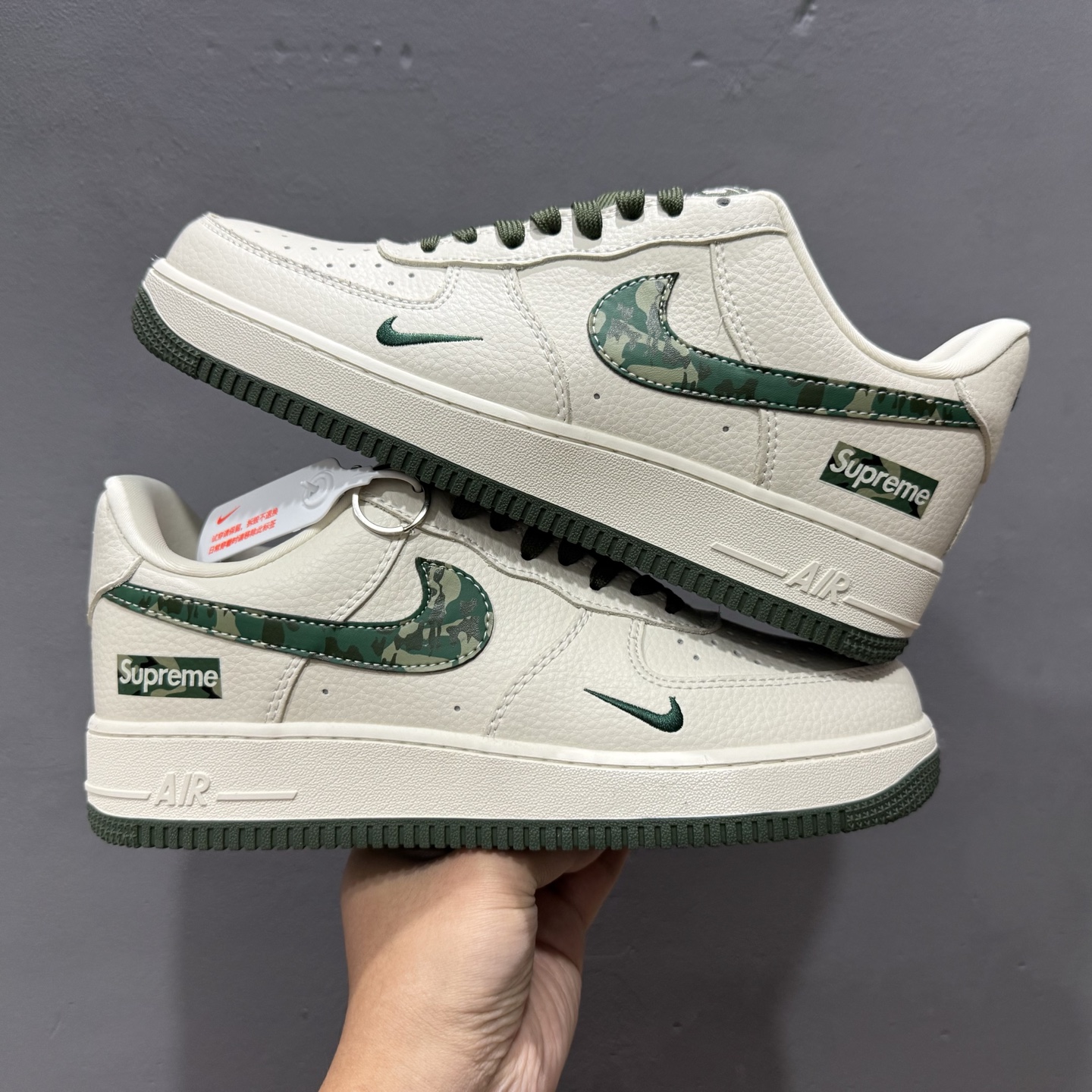 Nike Air Force 1'07 Low Supreme联名 绿迷彩勾 空军一号低帮休闲板鞋 KK1988-069