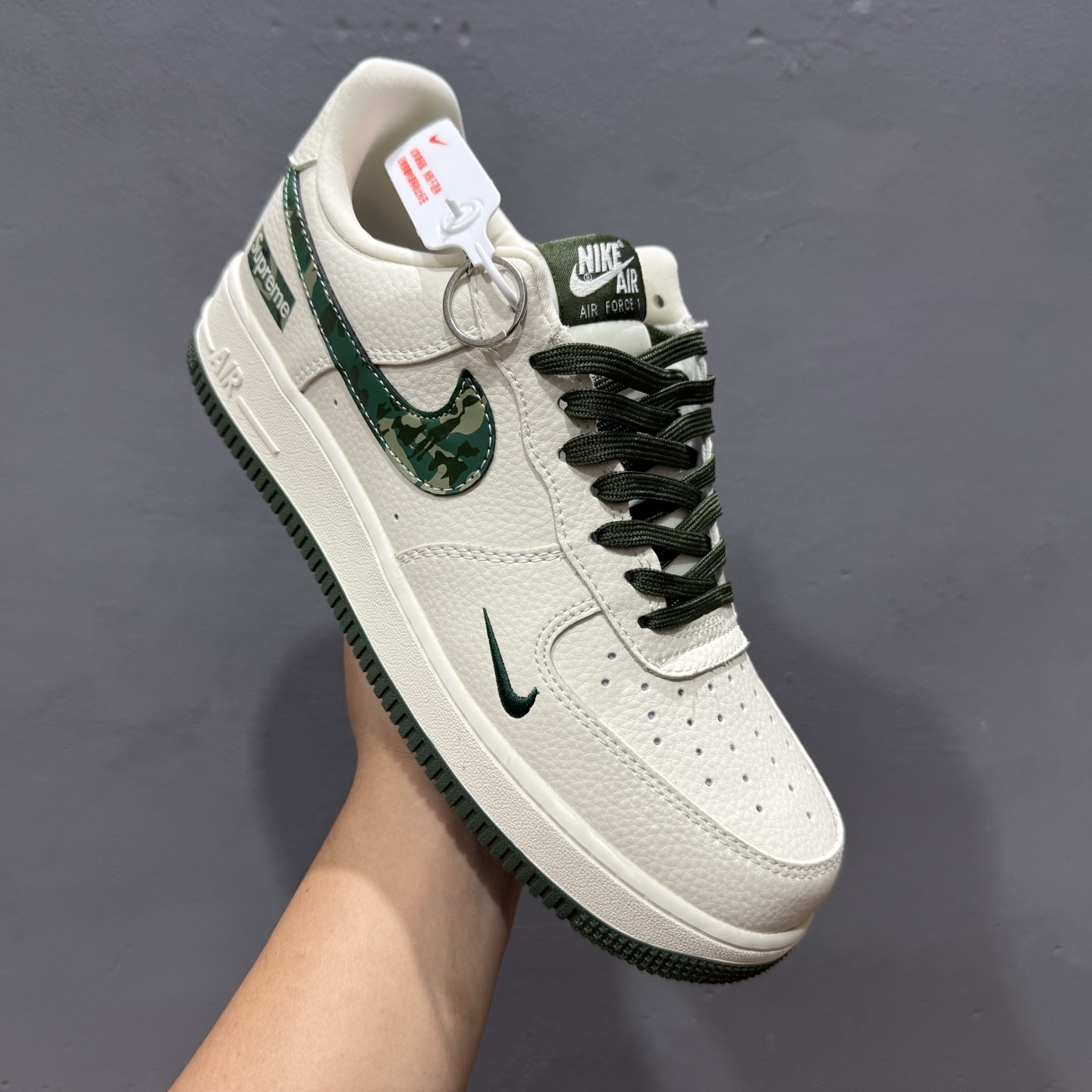 Nike Air Force 1'07 Low Supreme联名 绿迷彩勾 空军一号低帮休闲板鞋 KK1988-069