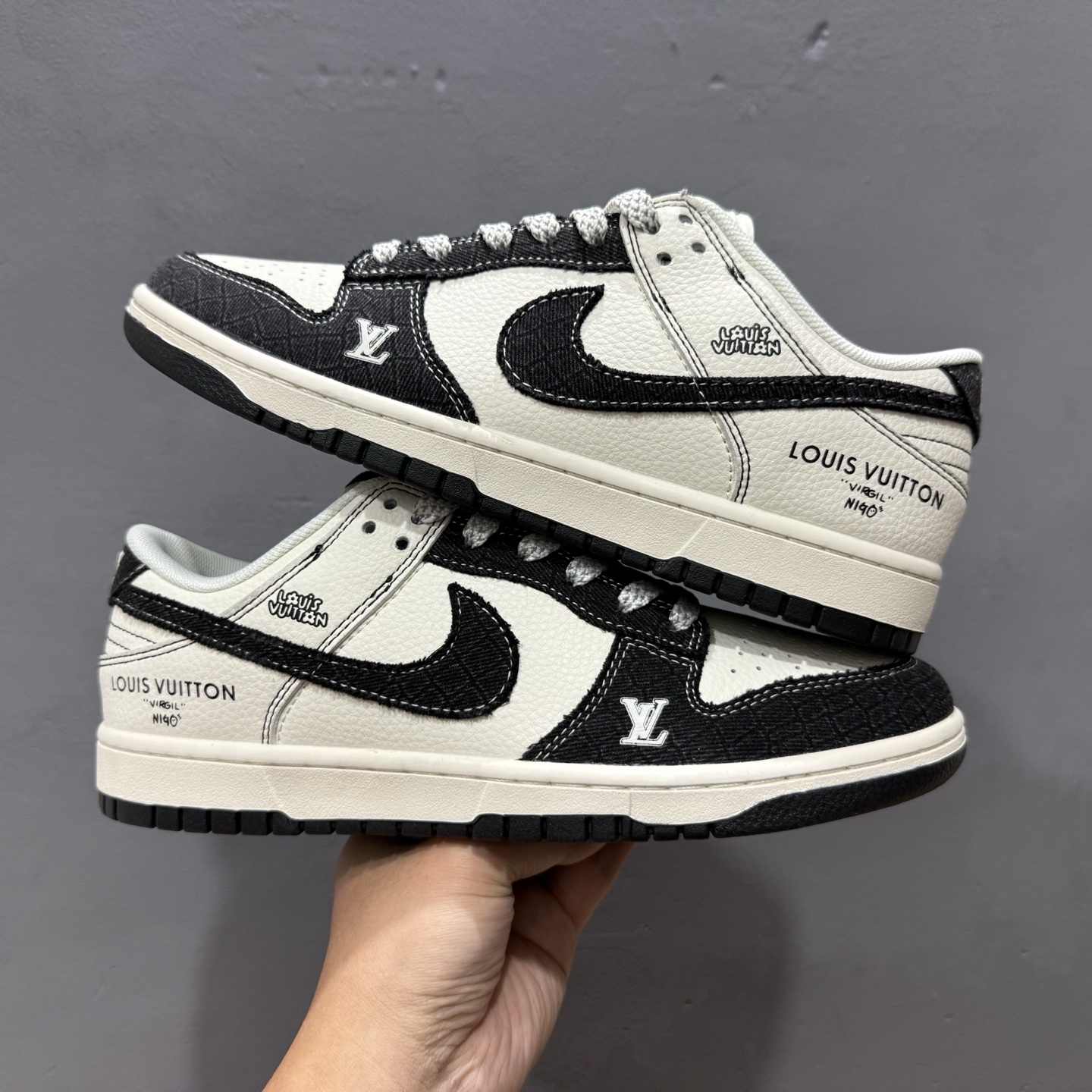 Louis Vuitton x Nike Dunk Low 牛仔布黑勾 FC1688-223