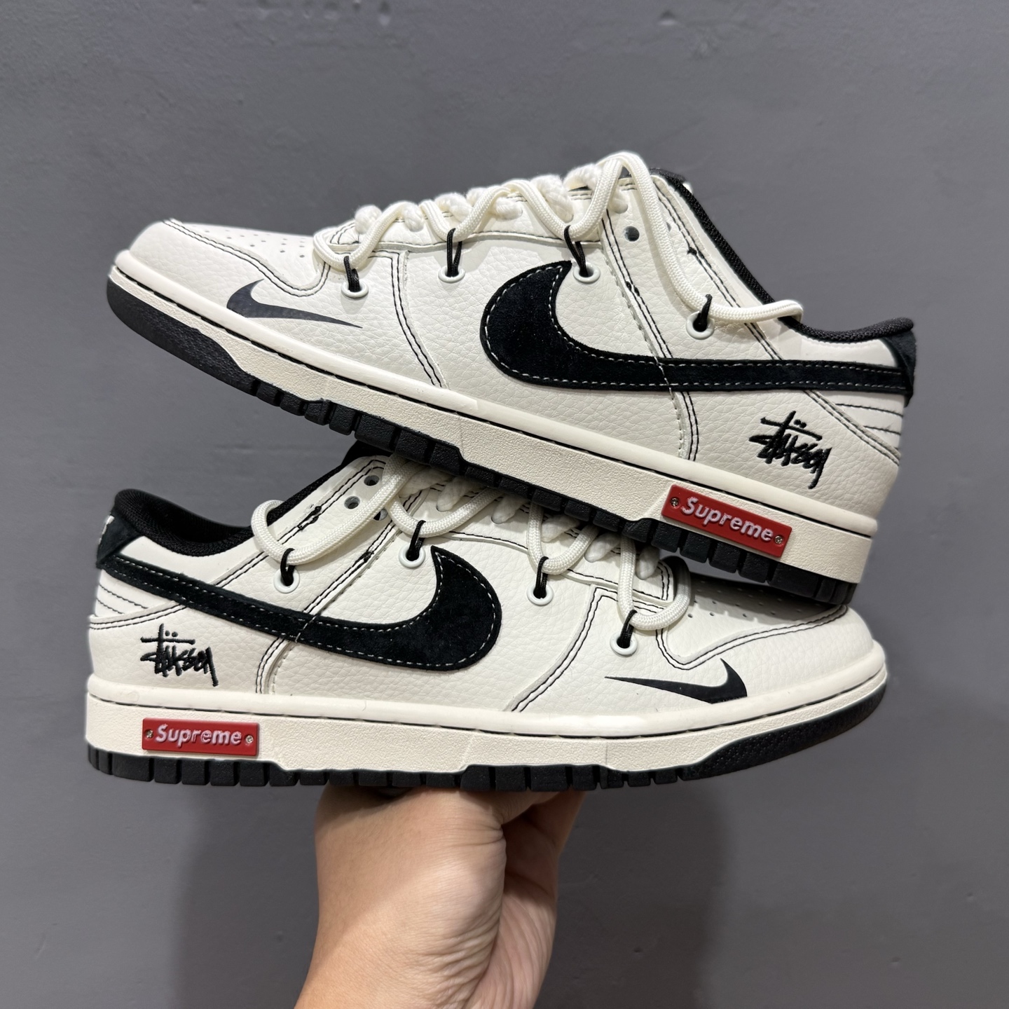 Stussy x Nike Dunk Low 绑带米白黑勾 YX5066-277