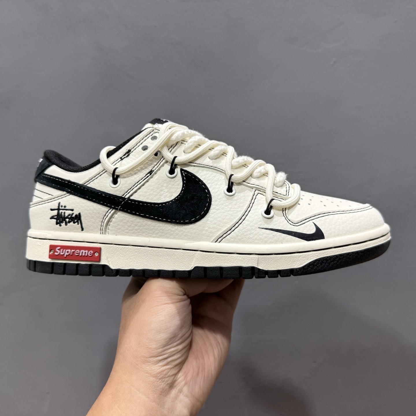 Stussy x Nike Dunk Low 绑带米白黑勾 YX5066-277