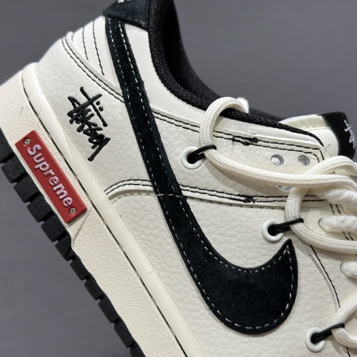 Stussy x Nike Dunk Low 绑带米白黑勾 YX5066-277