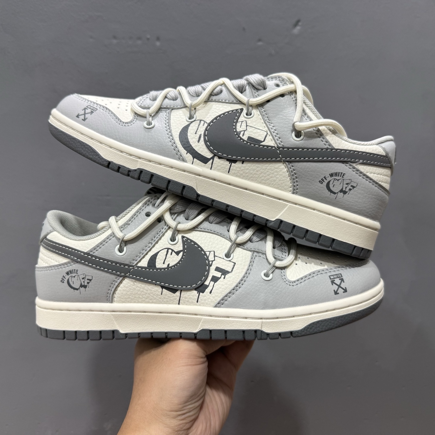 300 Nike SB Dunk Low Off-White系列 绑带爱心灰勾 周年高端定制 低帮休闲板鞋 DM6868-078