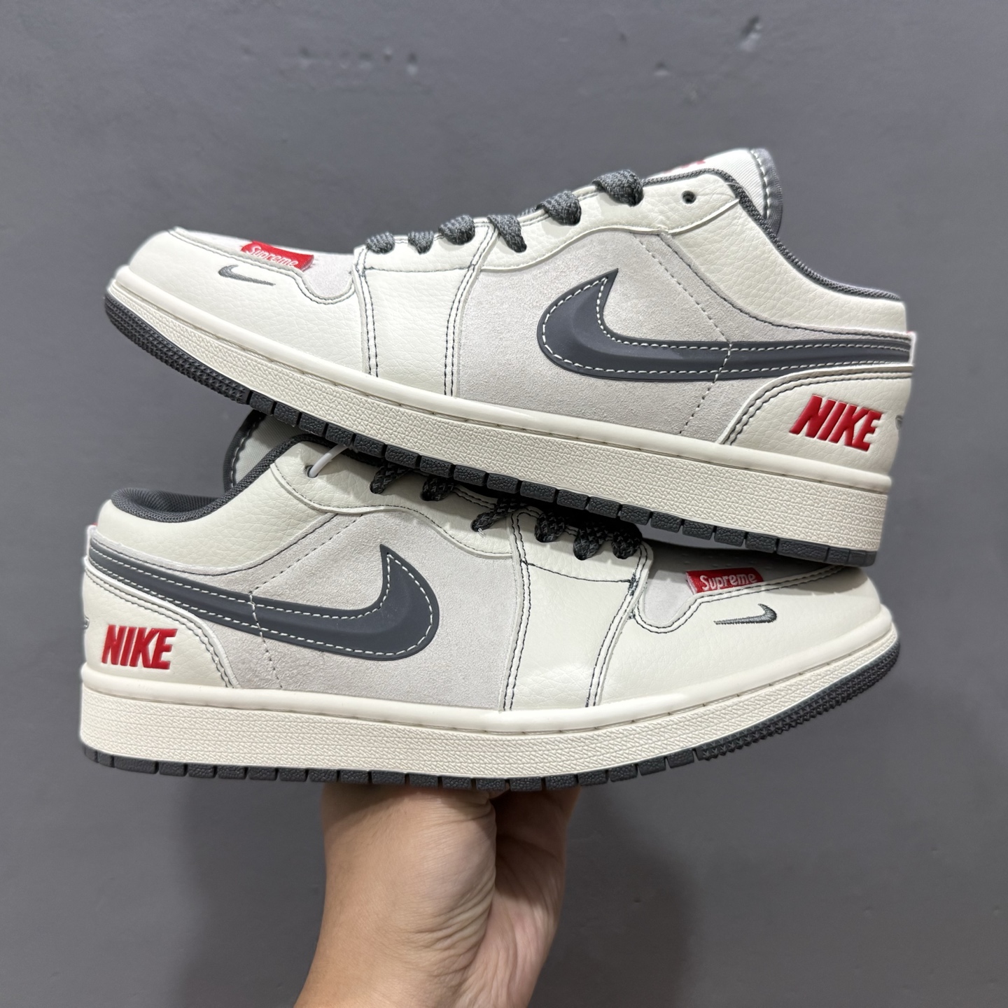 260 限量发售！ AIR JORDAN 1 LOW AJ1乔1低帮休闲板鞋 “白红灰勾配色定制款” XS6086-008