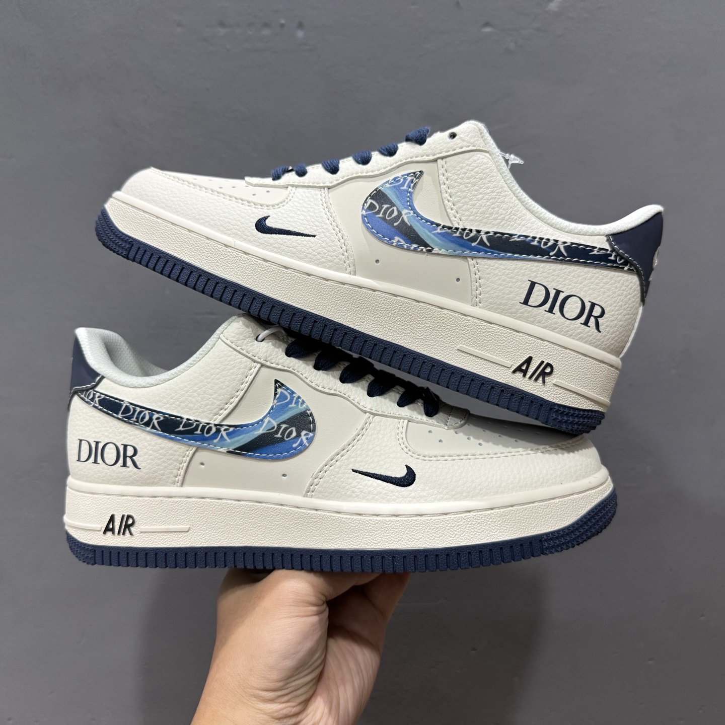 独家实拍Nike Air Force 1‘07 Low Bape联名 米浅深蓝勾 空军一号低帮休闲板鞋 XS1958-554