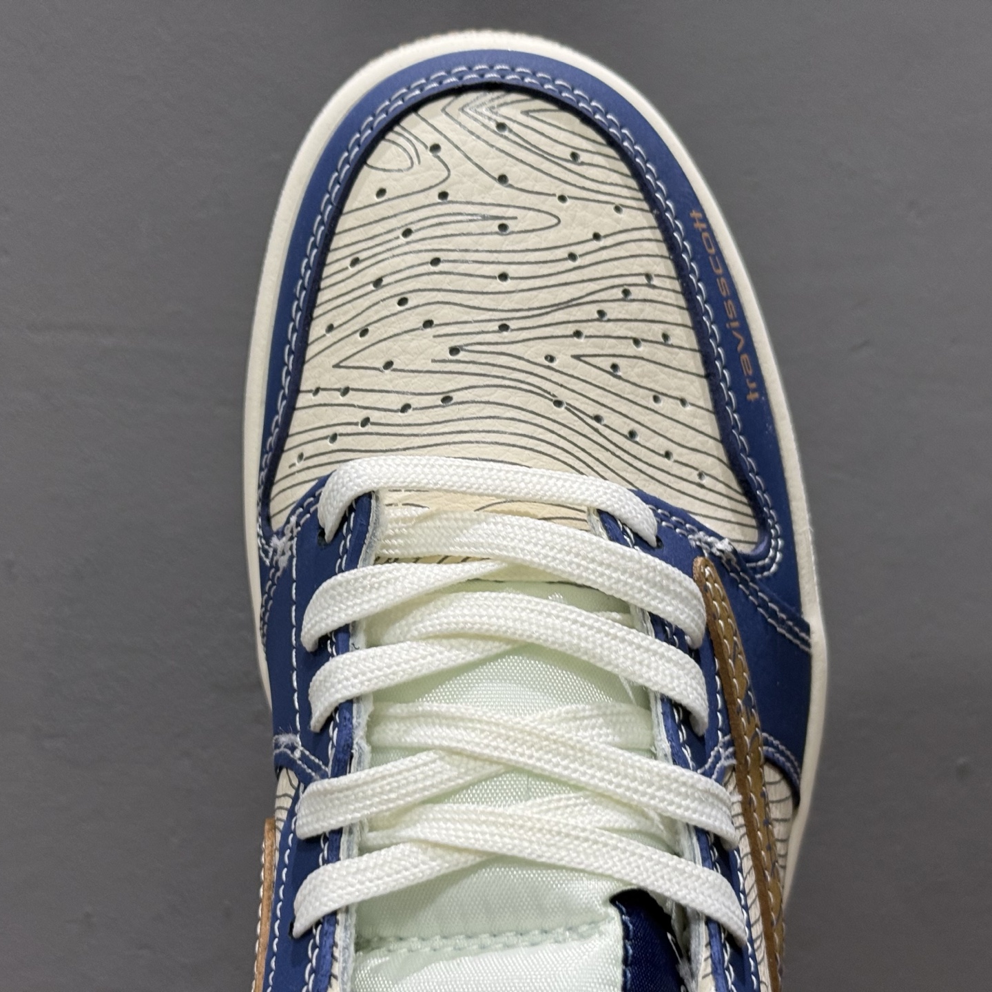 XC版 Travis Scott x Fragment Design x Air Jordan 1 Low SP AJ1 FOG联名 波纹鬼脸 低帮文化休闲板鞋 XS2024-007