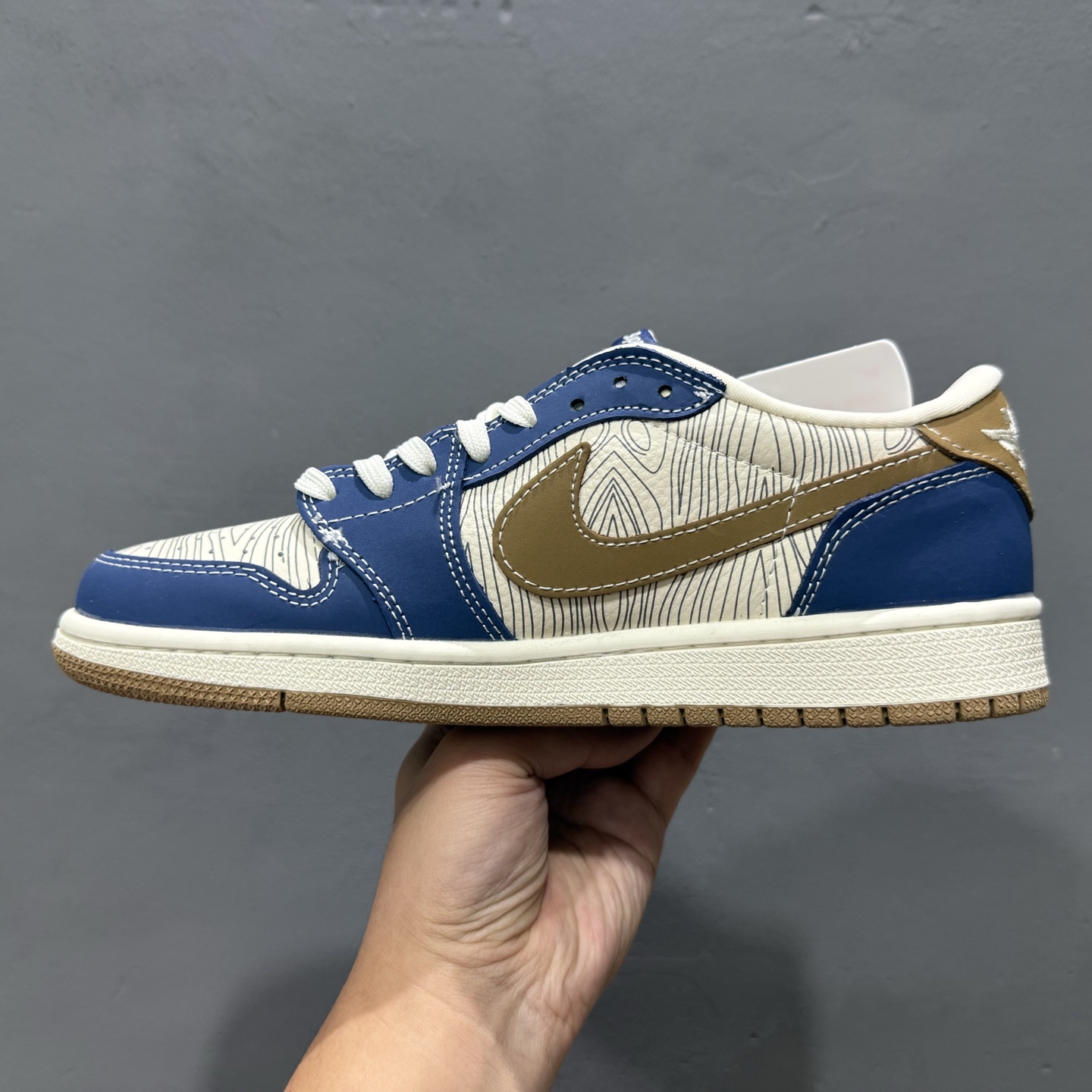XC版 Travis Scott x Fragment Design x Air Jordan 1 Low SP AJ1 FOG联名 波纹鬼脸 低帮文化休闲板鞋 XS2024-007