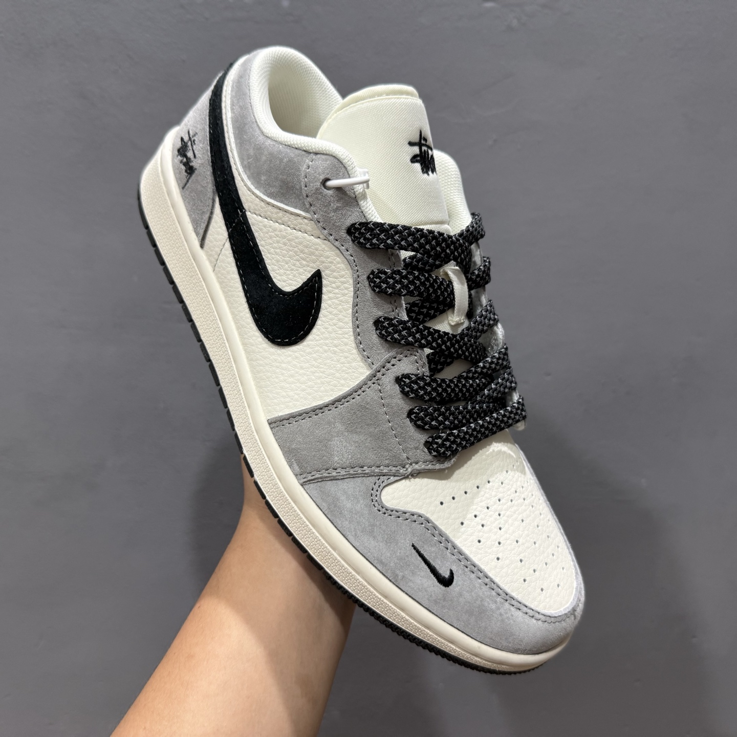 XC版 Air Jordan 1 Low AJ1 乔1 斯图西联名 黑勾 高端定制 低帮复古篮球鞋 XX3318-508