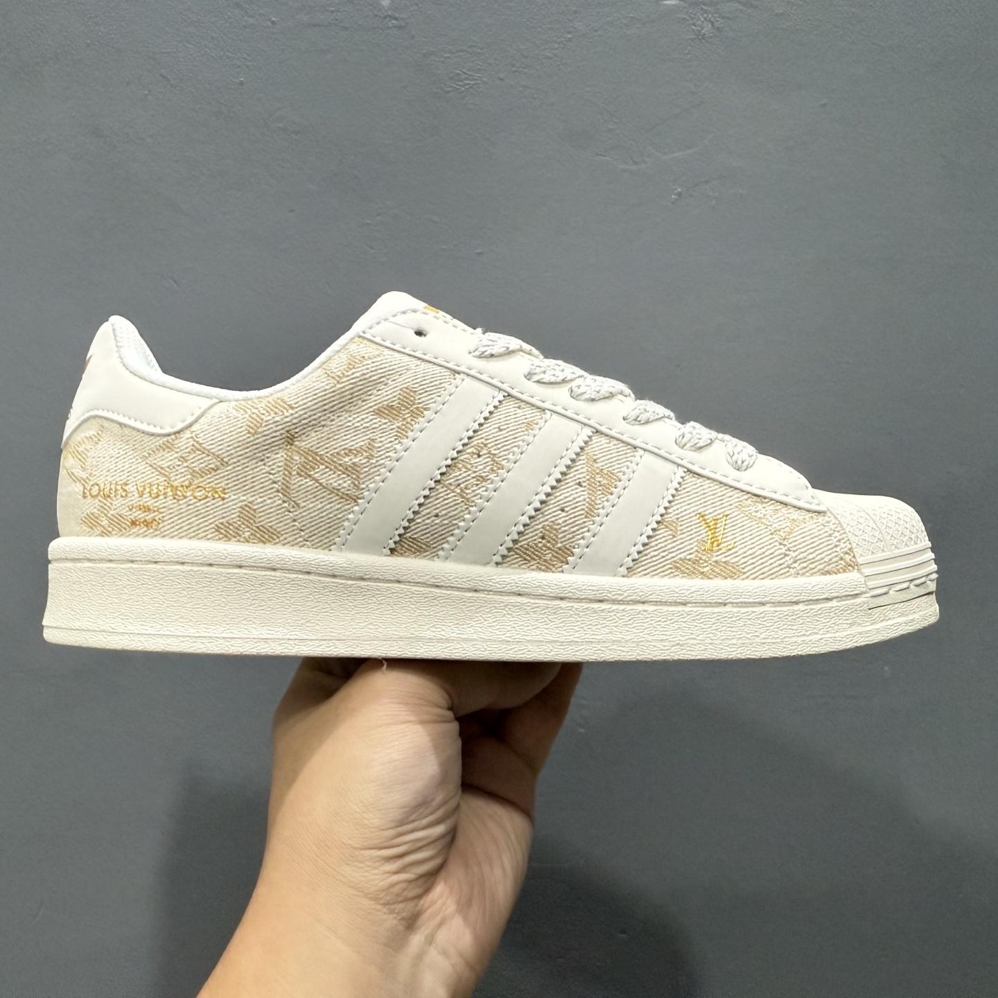 ＃纯原 CLOT x AD Originals Superstar “金标” #贝壳头LV联名限定 贴合柔软皮料米黄白经典配色