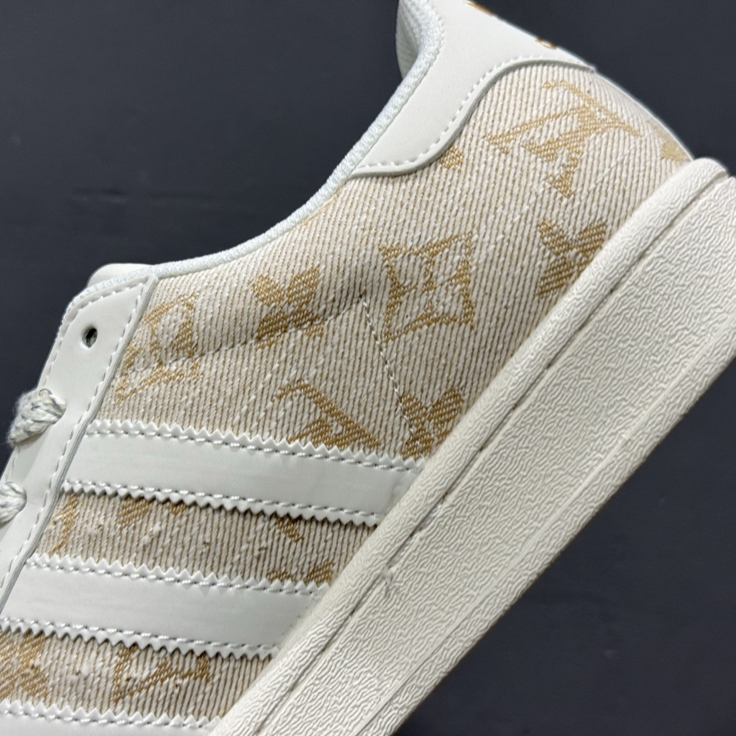 ＃纯原 CLOT x AD Originals Superstar “金标” #贝壳头LV联名限定 贴合柔软皮料米黄白经典配色