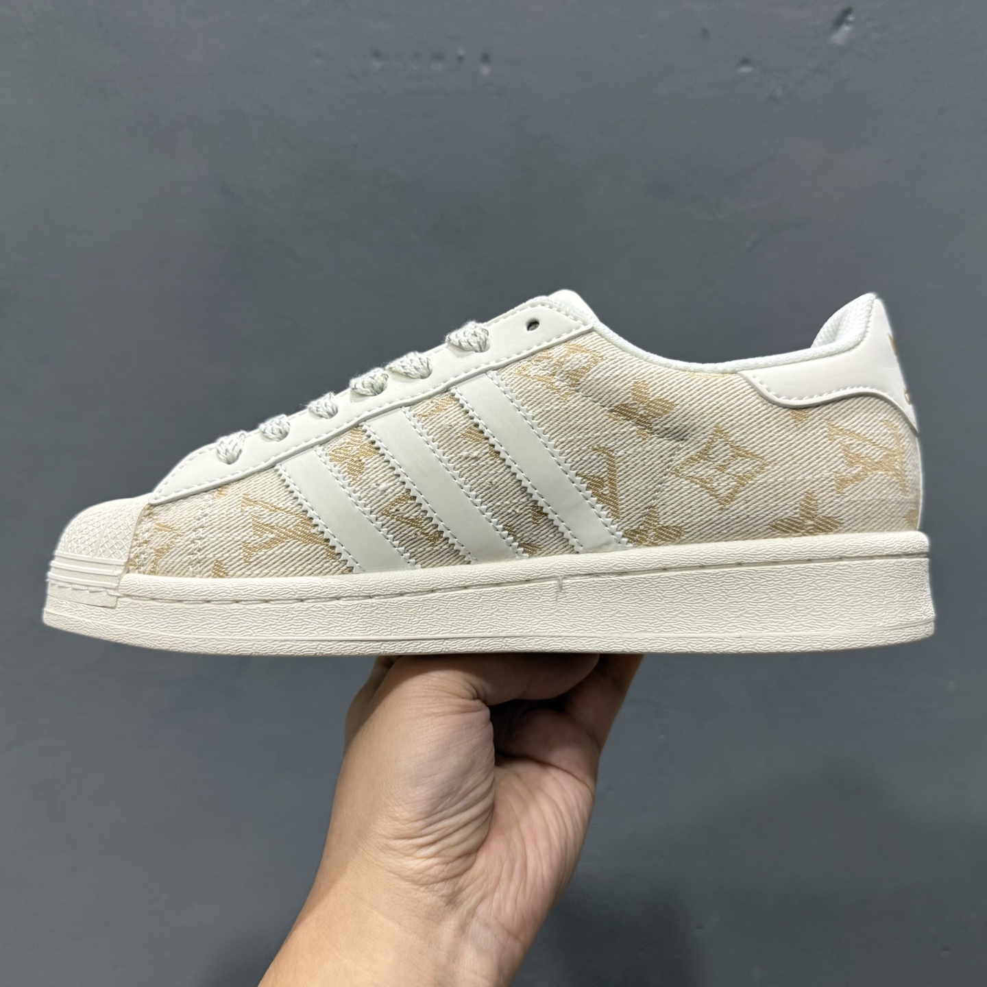 ＃纯原 CLOT x AD Originals Superstar “金标” #贝壳头LV联名限定 贴合柔软皮料米黄白经典配色