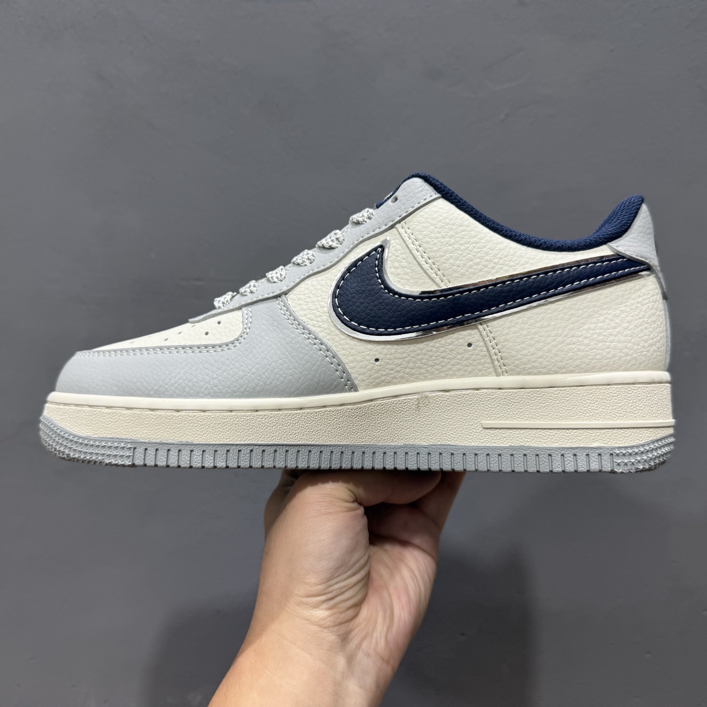 独家实拍Nike Air Force 1‘07 Low 古驰联名 灰蓝勾 空军一号低帮休闲板鞋 XS1958-543