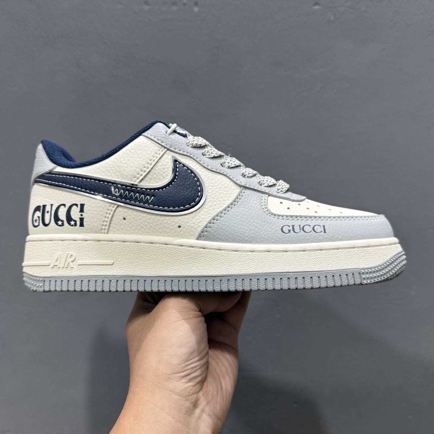 独家实拍Nike Air Force 1‘07 Low 古驰联名 灰蓝勾 空军一号低帮休闲板鞋 XS1958-543