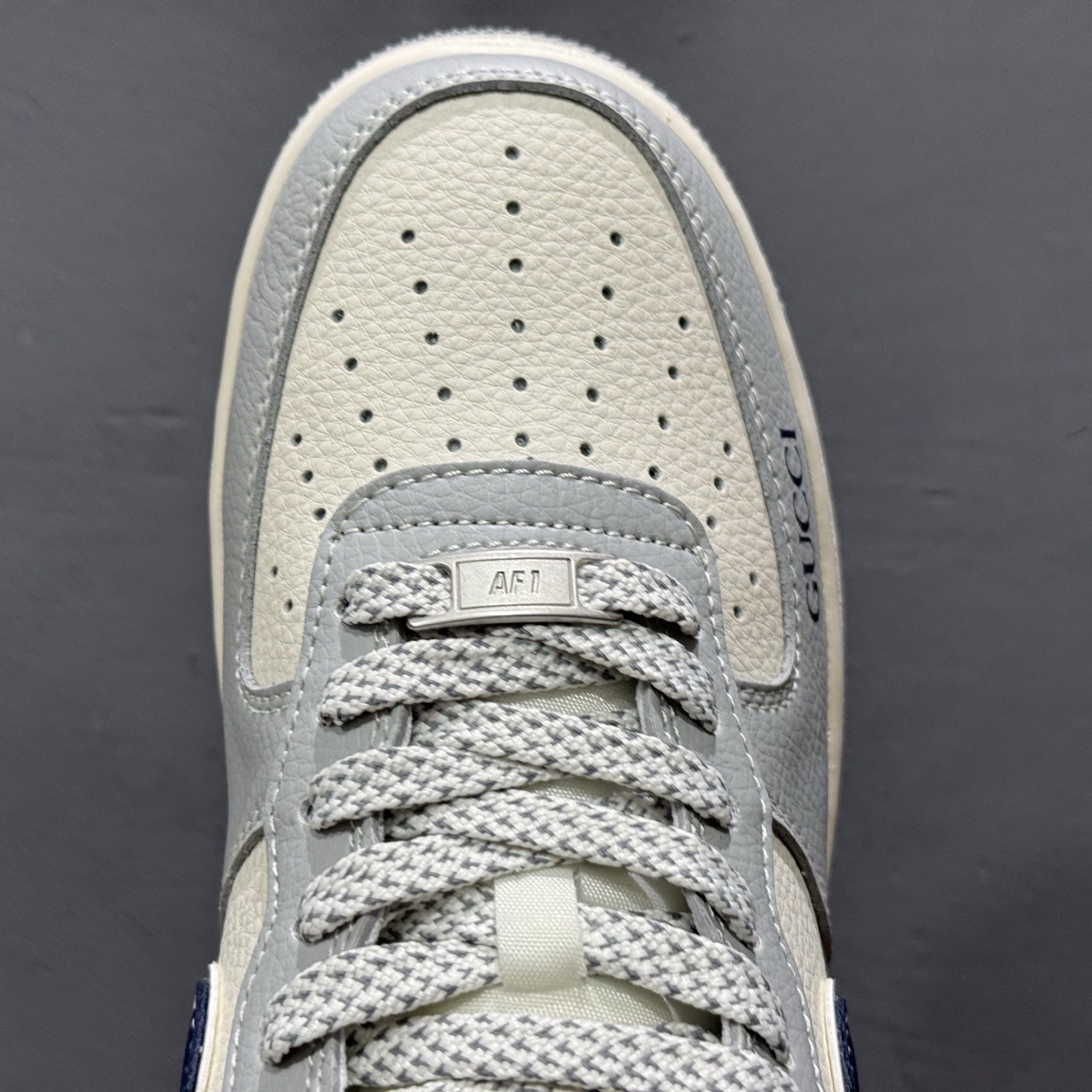 独家实拍Nike Air Force 1‘07 Low 古驰联名 灰蓝勾 空军一号低帮休闲板鞋 XS1958-543