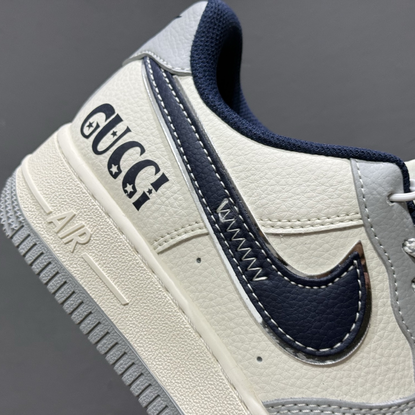 独家实拍Nike Air Force 1‘07 Low 古驰联名 灰蓝勾 空军一号低帮休闲板鞋 XS1958-543