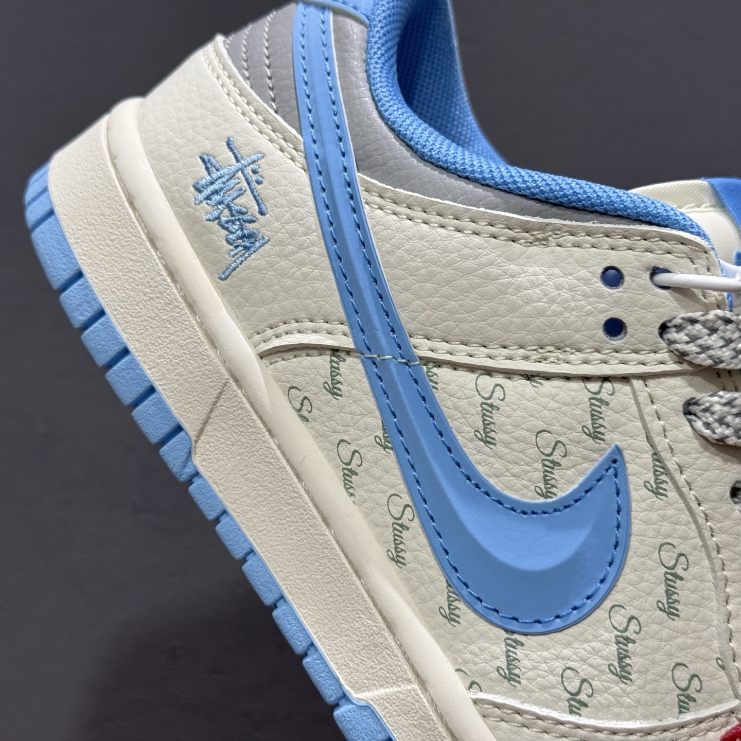 独家实拍Nike SB Dunk Low 斯图西联名 立体天蓝勾 周年高端定制 低帮休闲板鞋 XS6089-539