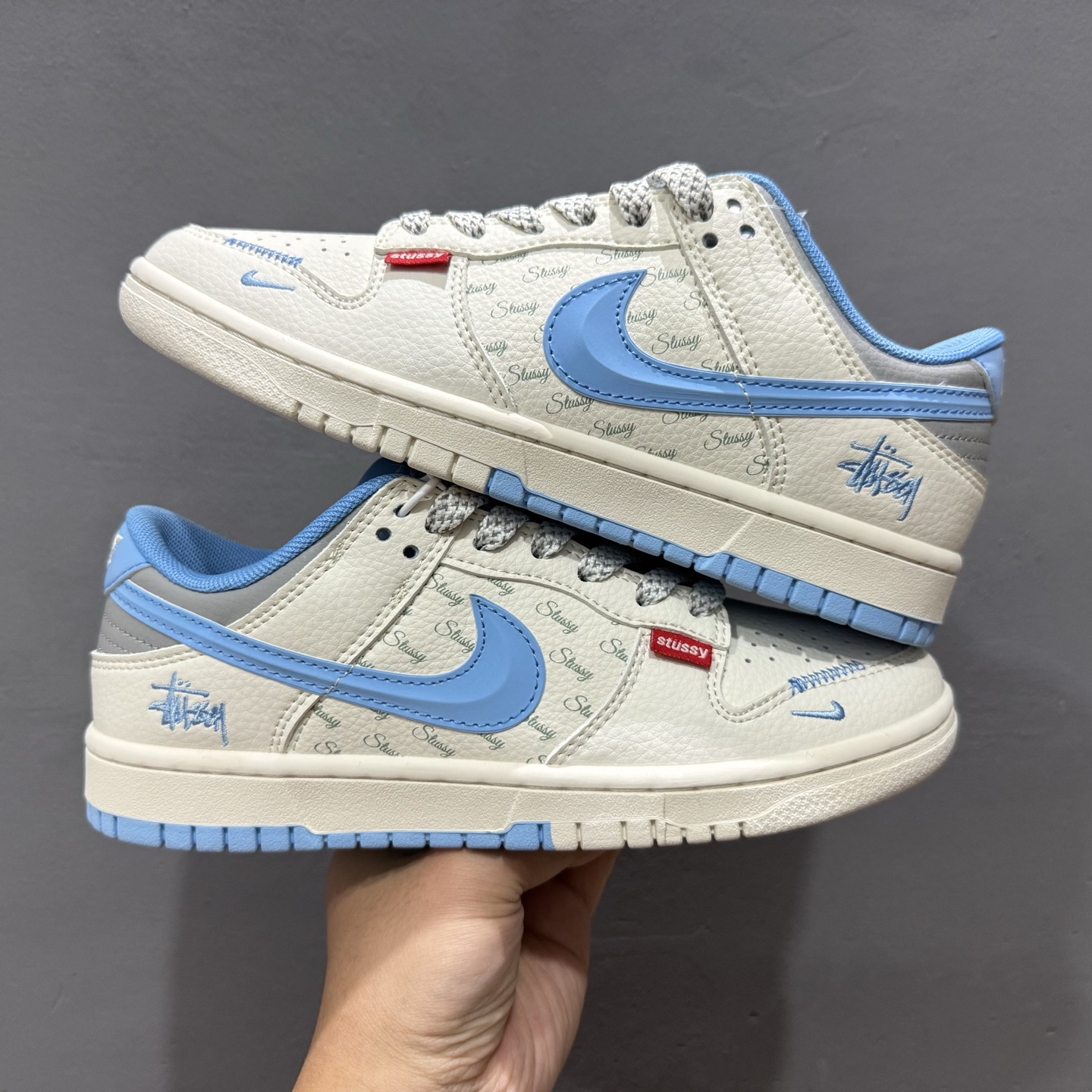 独家实拍Nike SB Dunk Low 斯图西联名 立体天蓝勾 周年高端定制 低帮休闲板鞋 XS6089-539