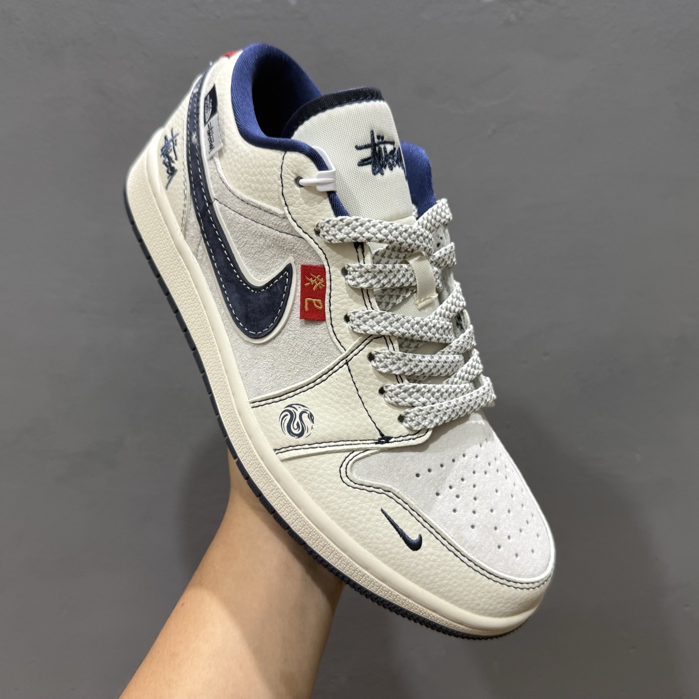 Air Jordan 1 Low AJ1 乔1 蛇年限定 蓝勾织布 高端定制 低帮复古篮球鞋 YX5066-316