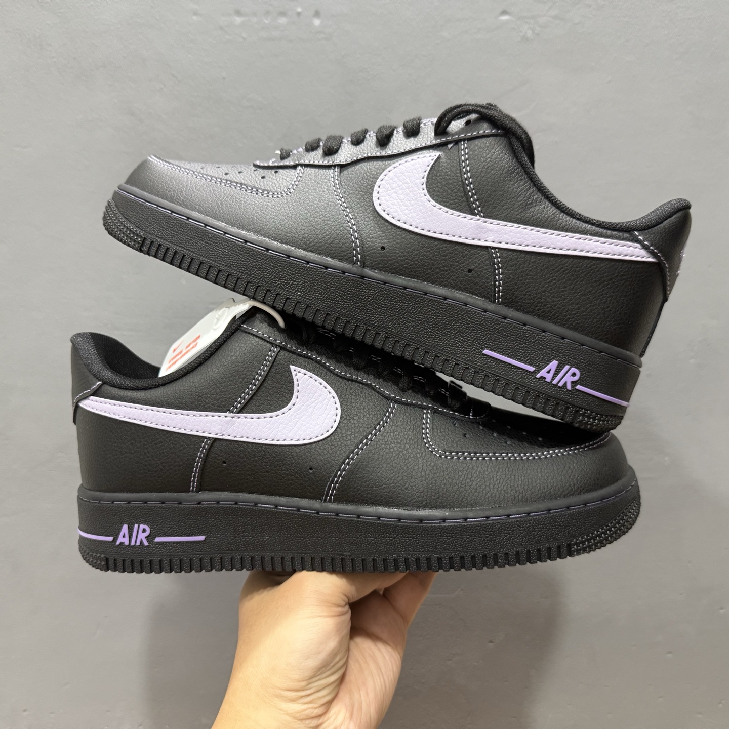Nike Air Force 1'07 Low 全黑紫勾 空军一号低帮休闲板鞋 HQ2037-001