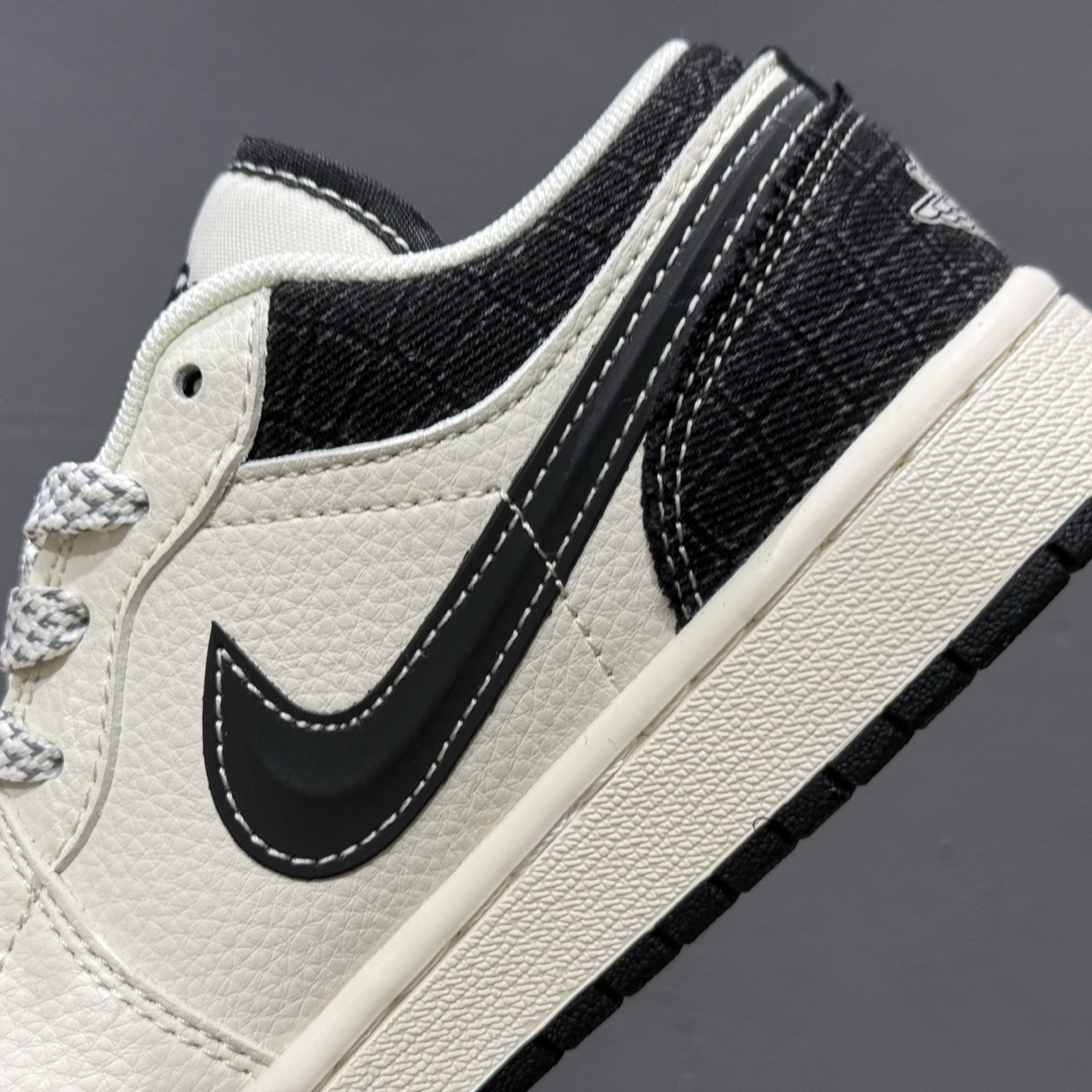 Air Jordan 1 Low AJ1 乔1 斯图西 米黑帆布 高端定制 低帮复古篮球鞋 XS6086-561