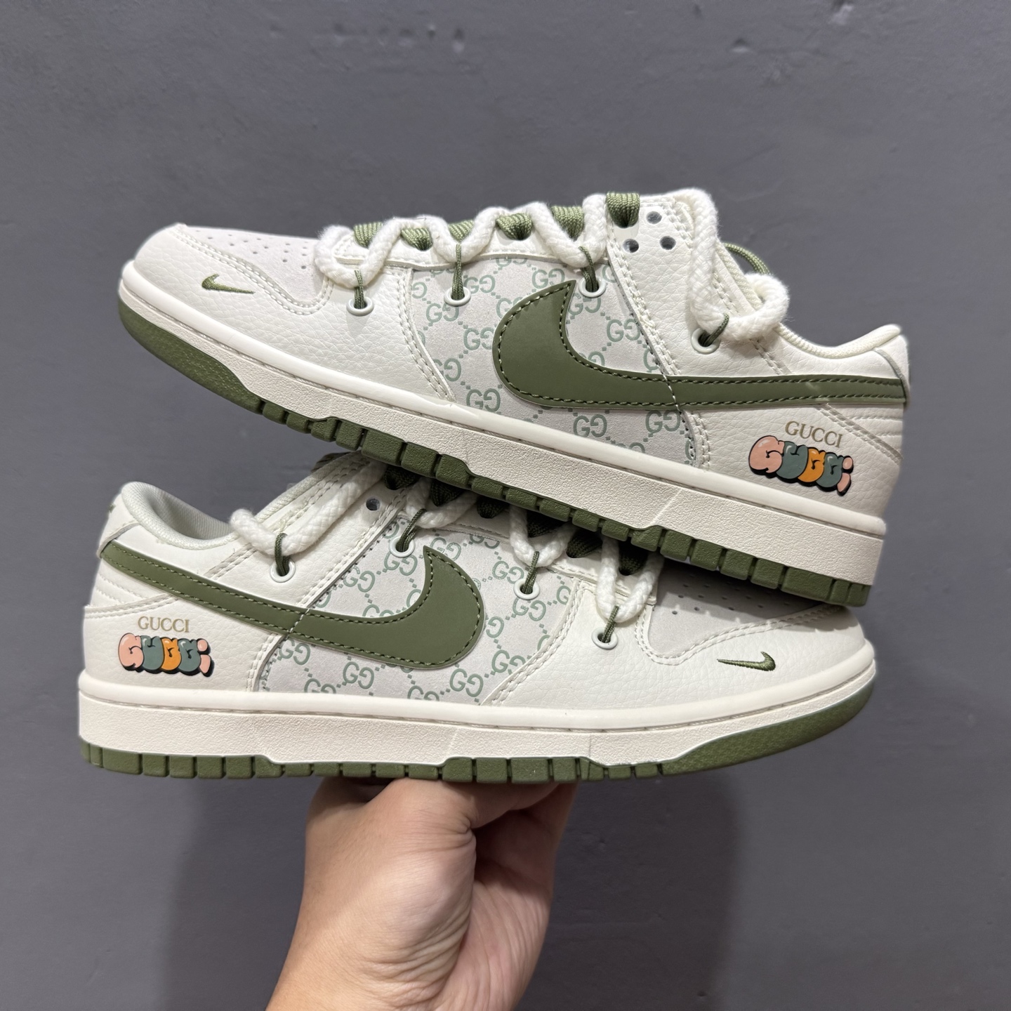 独家实拍Nk SB Dunk Low 古驰联名-米绿插花 周年高端定制 低帮休闲板鞋 XX2025-918