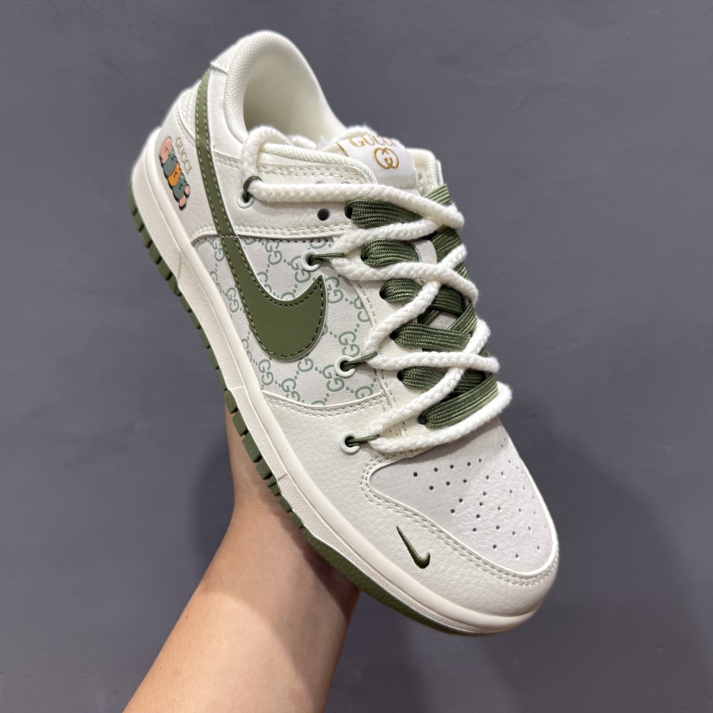 独家实拍Nk SB Dunk Low 古驰联名-米绿插花 周年高端定制 低帮休闲板鞋 XX2025-918