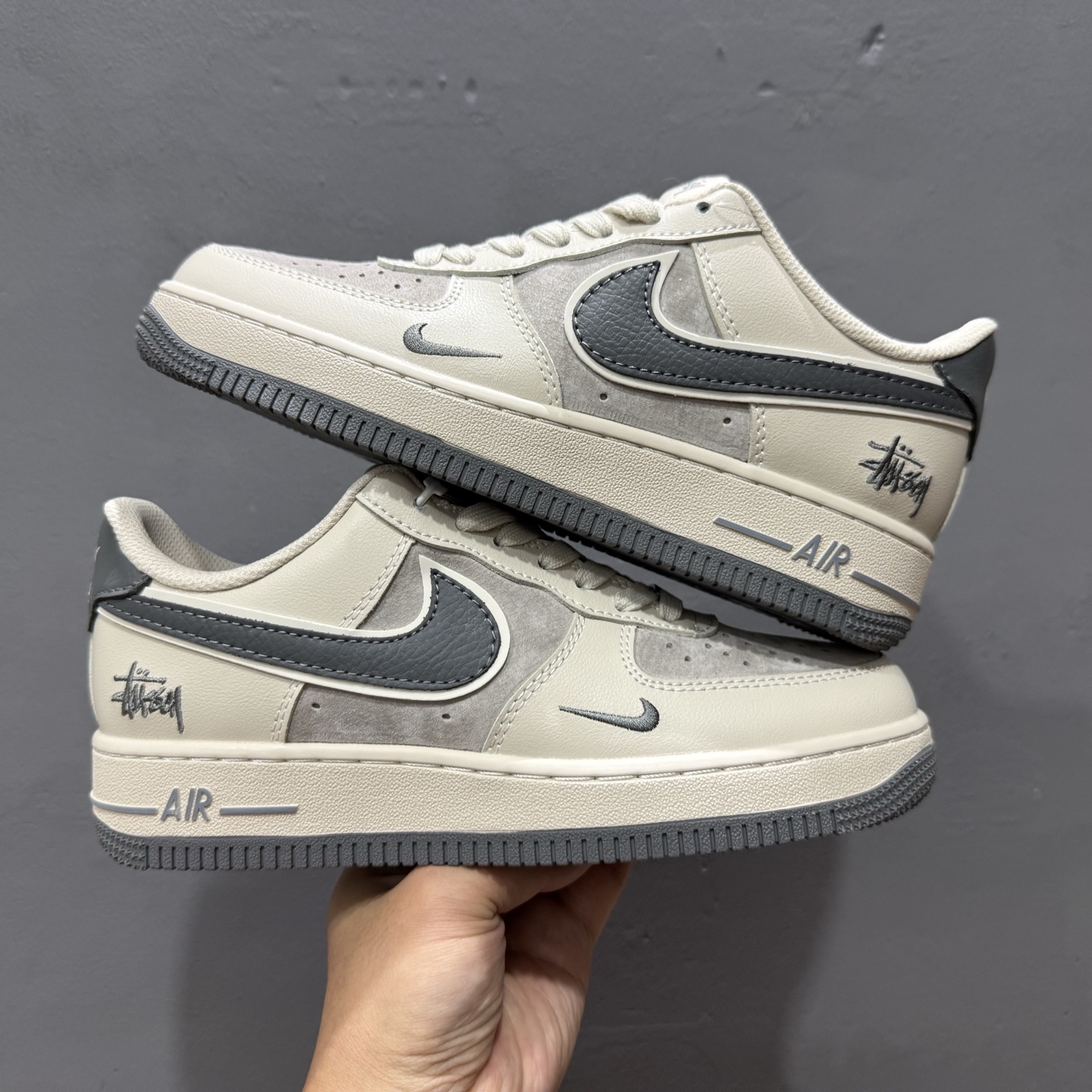 独家实拍Nike Air Force 1‘07 Low 斯图西联名 猪八灰勾灰底 空军一号低帮休闲板鞋 XX3168-126