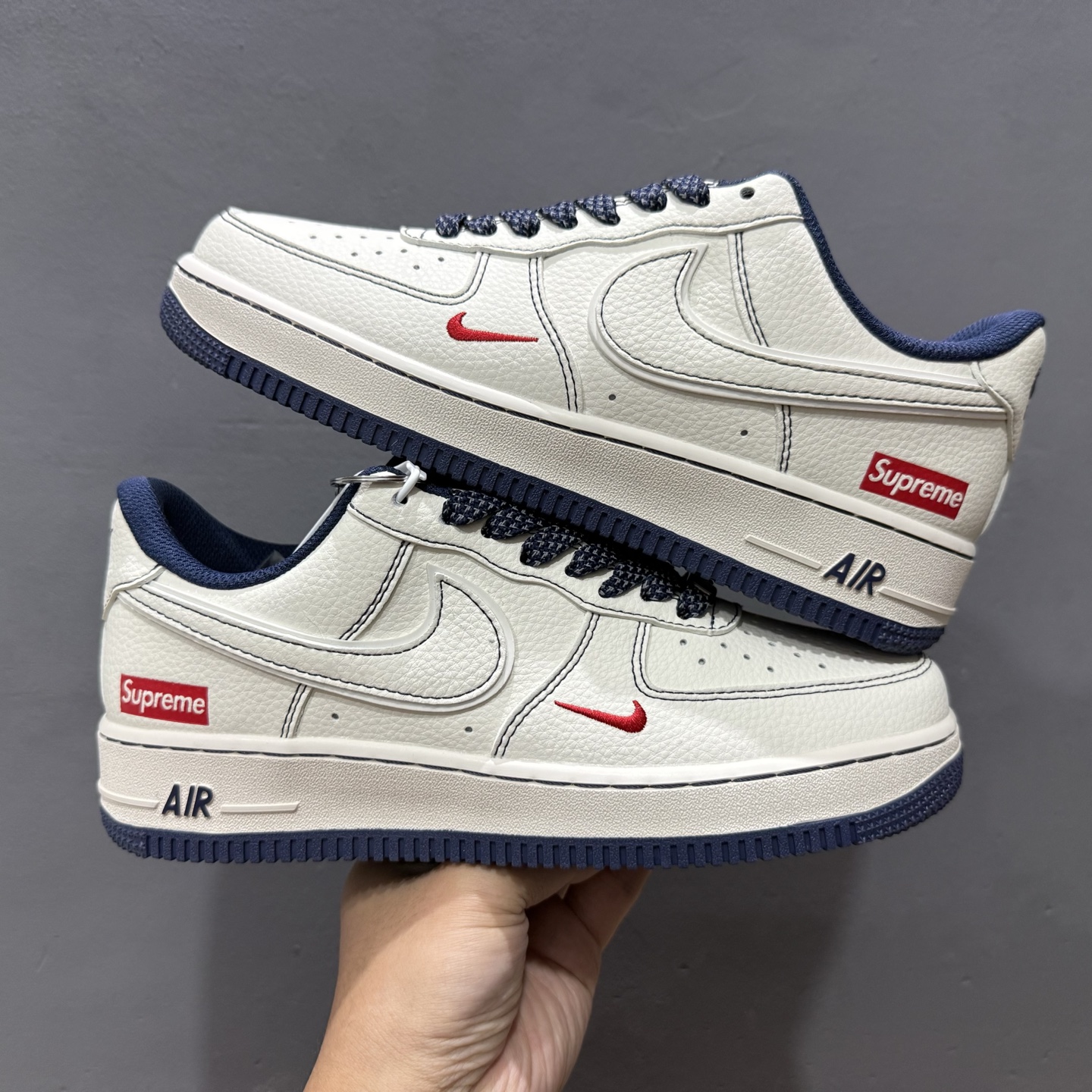 Nike Air Force 1'07 Low Supreme联名 黑线蓝底 空军一号低帮休闲板鞋 HH7518-074