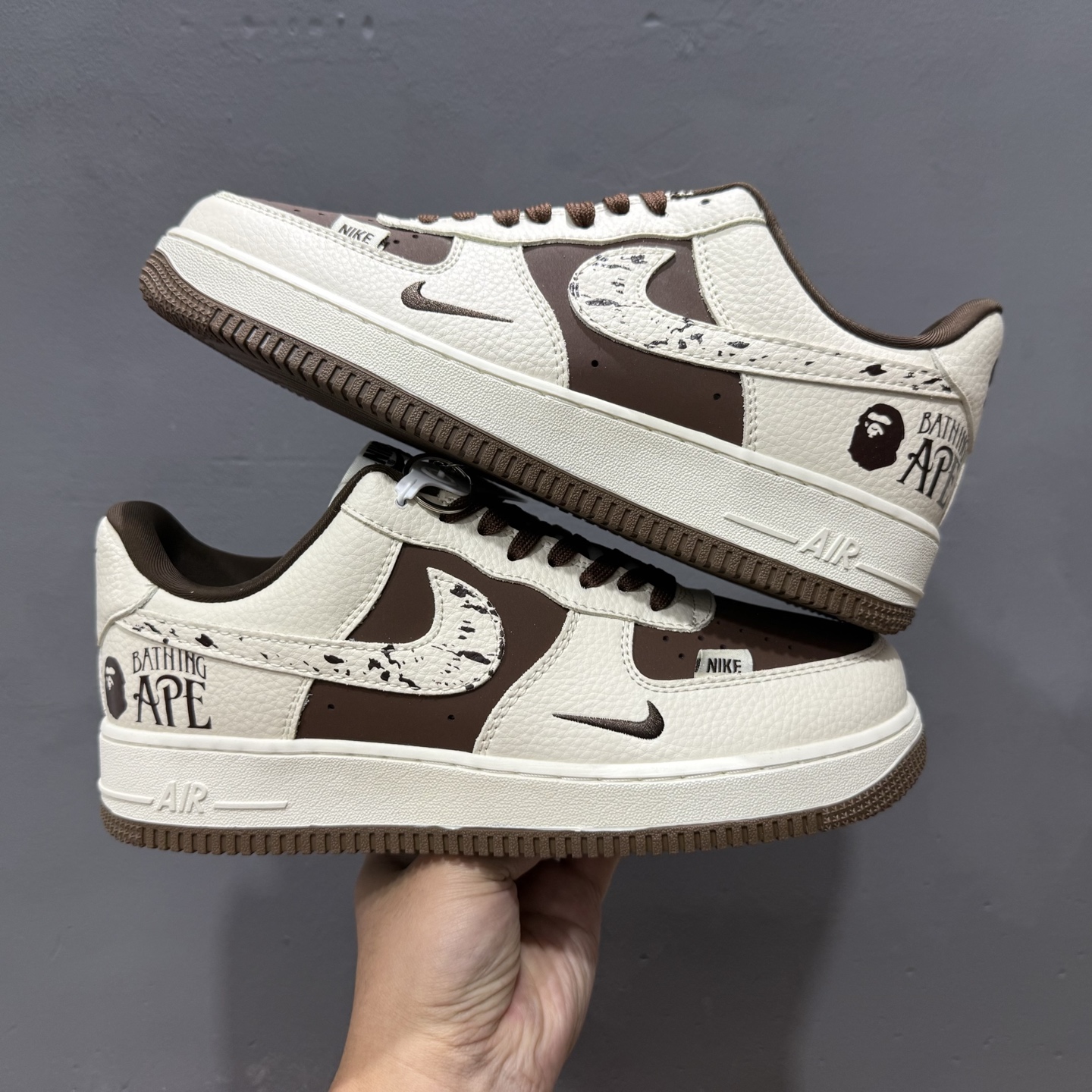 Nike Air Force 1'07 Low Bape联名 米棕涂鸦勾 空军一号低帮休闲板鞋 DF0188-061