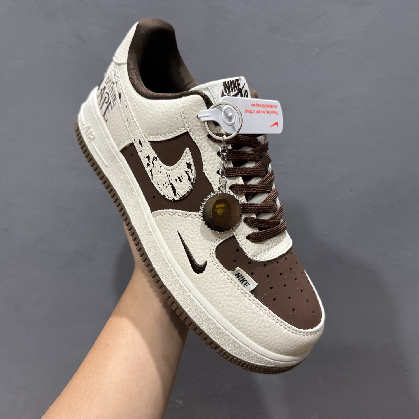 Nike Air Force 1'07 Low Bape联名 米棕涂鸦勾 空军一号低帮休闲板鞋 DF0188-061