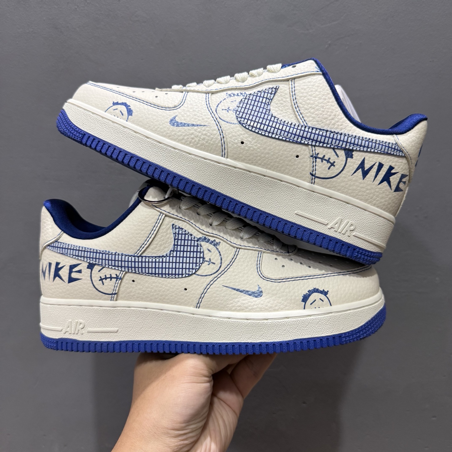 独家实拍Nike Air Force 1‘07 Low 耐克联名 蓝线鬼脸 空军一号低帮休闲板鞋 DF0188-053