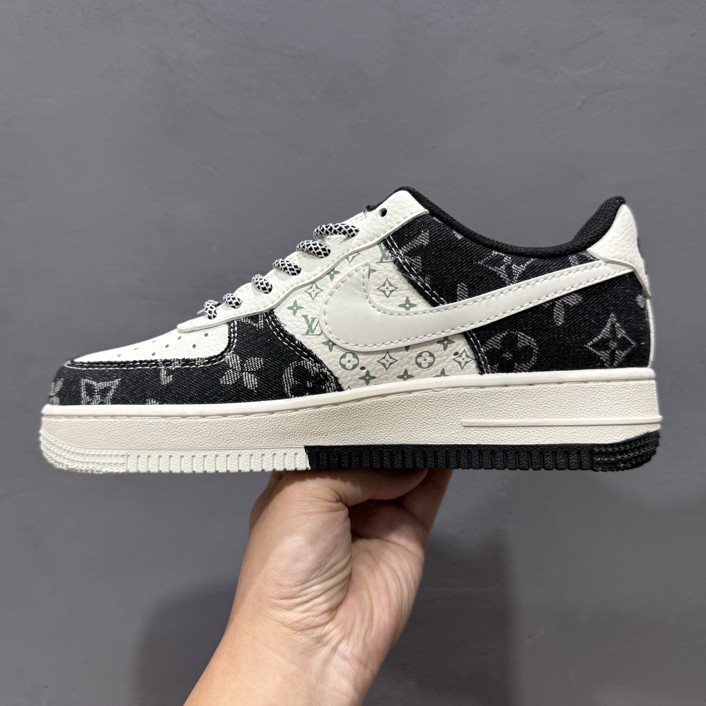 260 独家实拍Nike Air Force 1‘07 Low LV联名 双拼印花牛仔 空军一号低帮休闲板鞋 YX5066-317