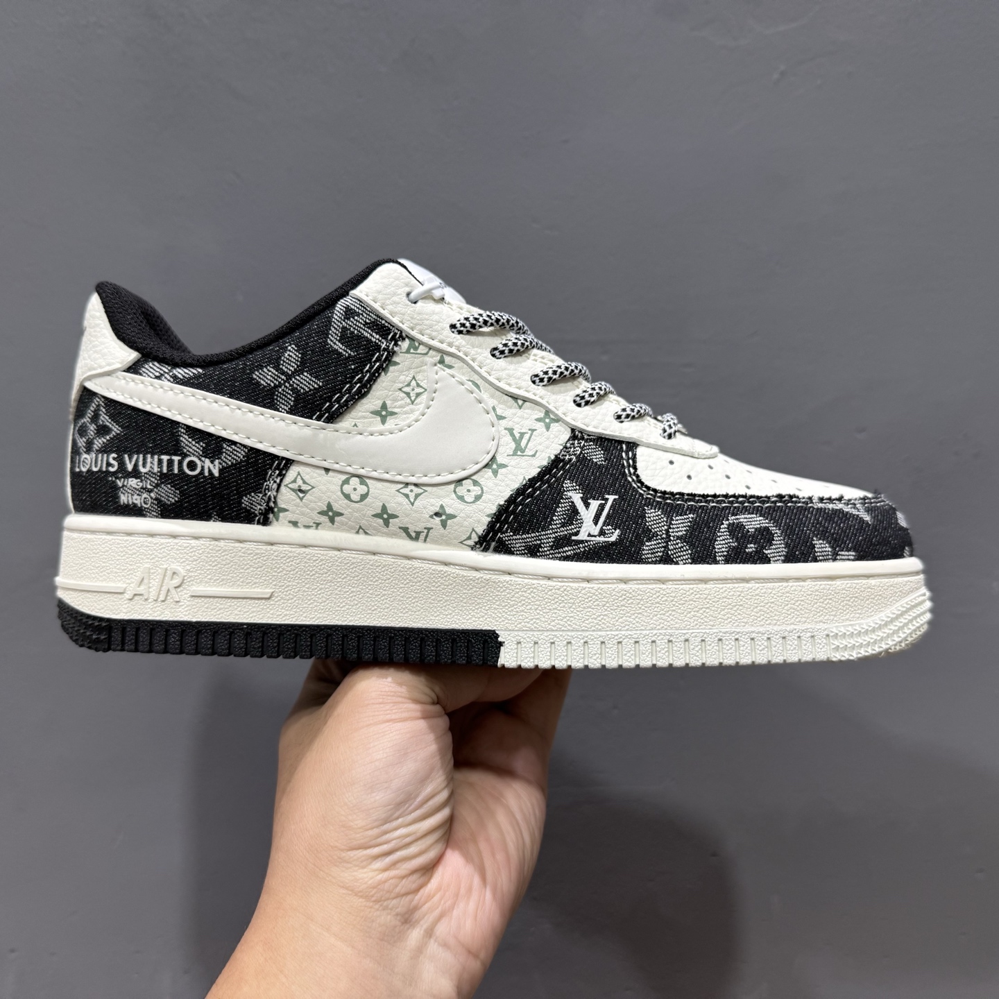 260 独家实拍Nike Air Force 1‘07 Low LV联名 双拼印花牛仔 空军一号低帮休闲板鞋 YX5066-317