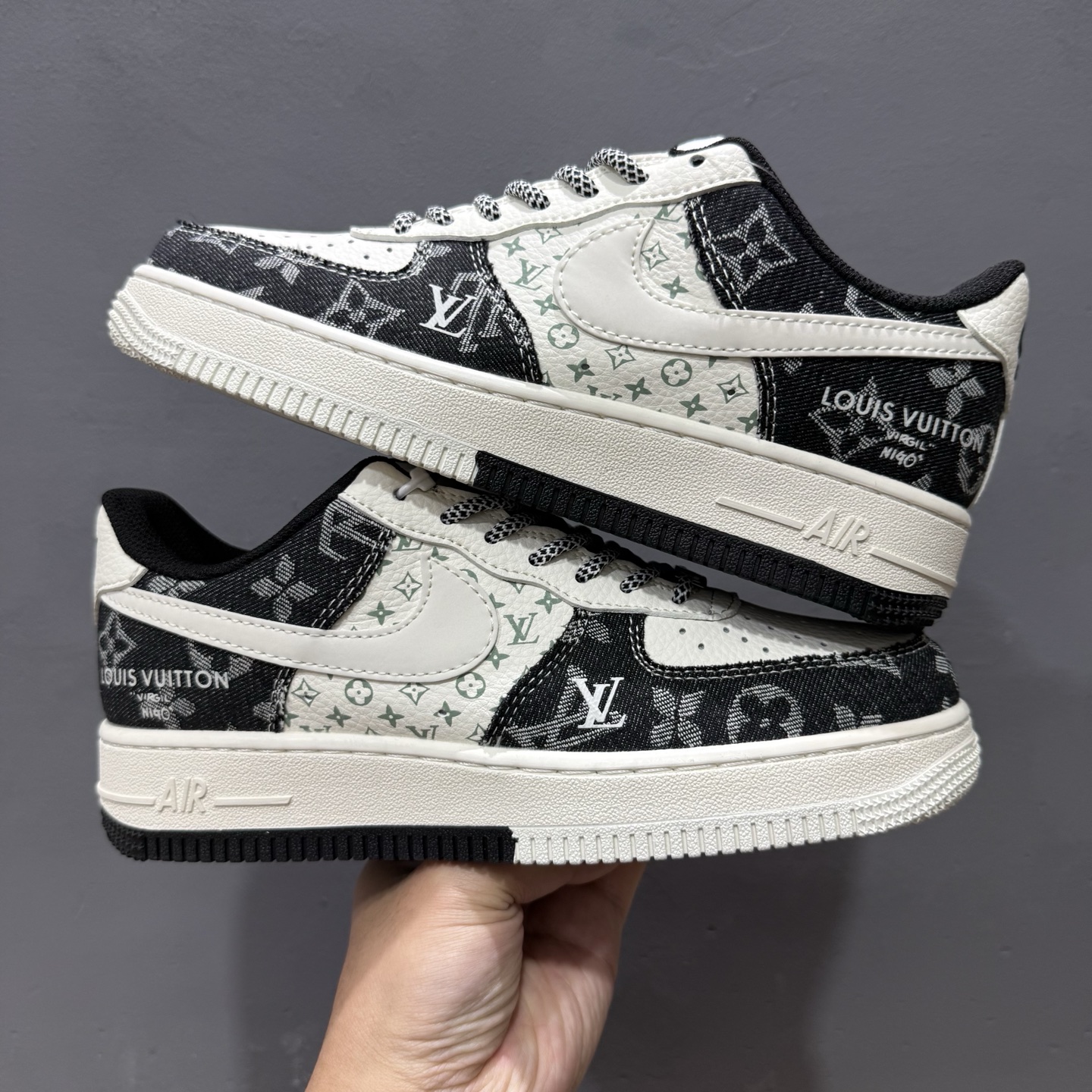 260 独家实拍Nike Air Force 1‘07 Low LV联名 双拼印花牛仔 空军一号低帮休闲板鞋 YX5066-317