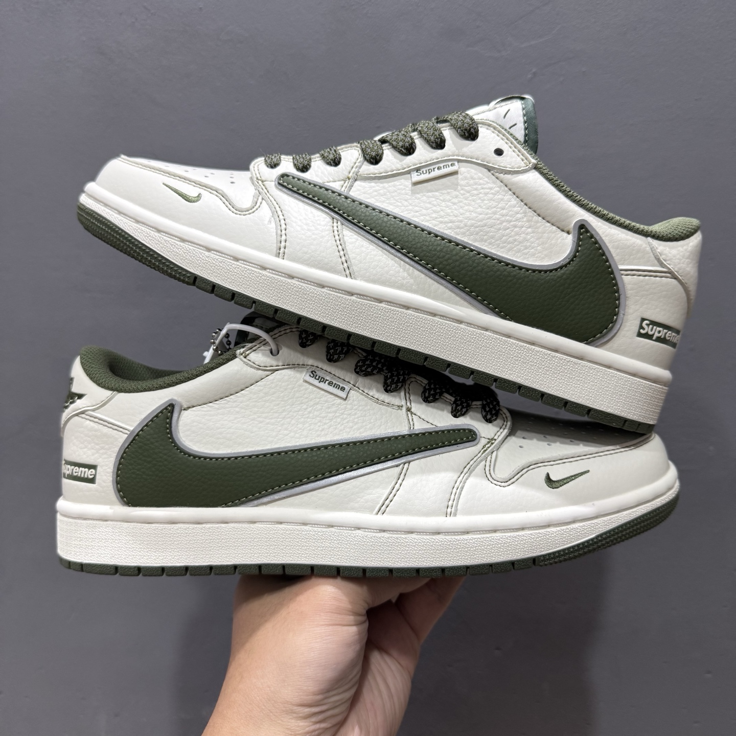Supreme x Air Jordan 1 Low 白绿 DH0223-333